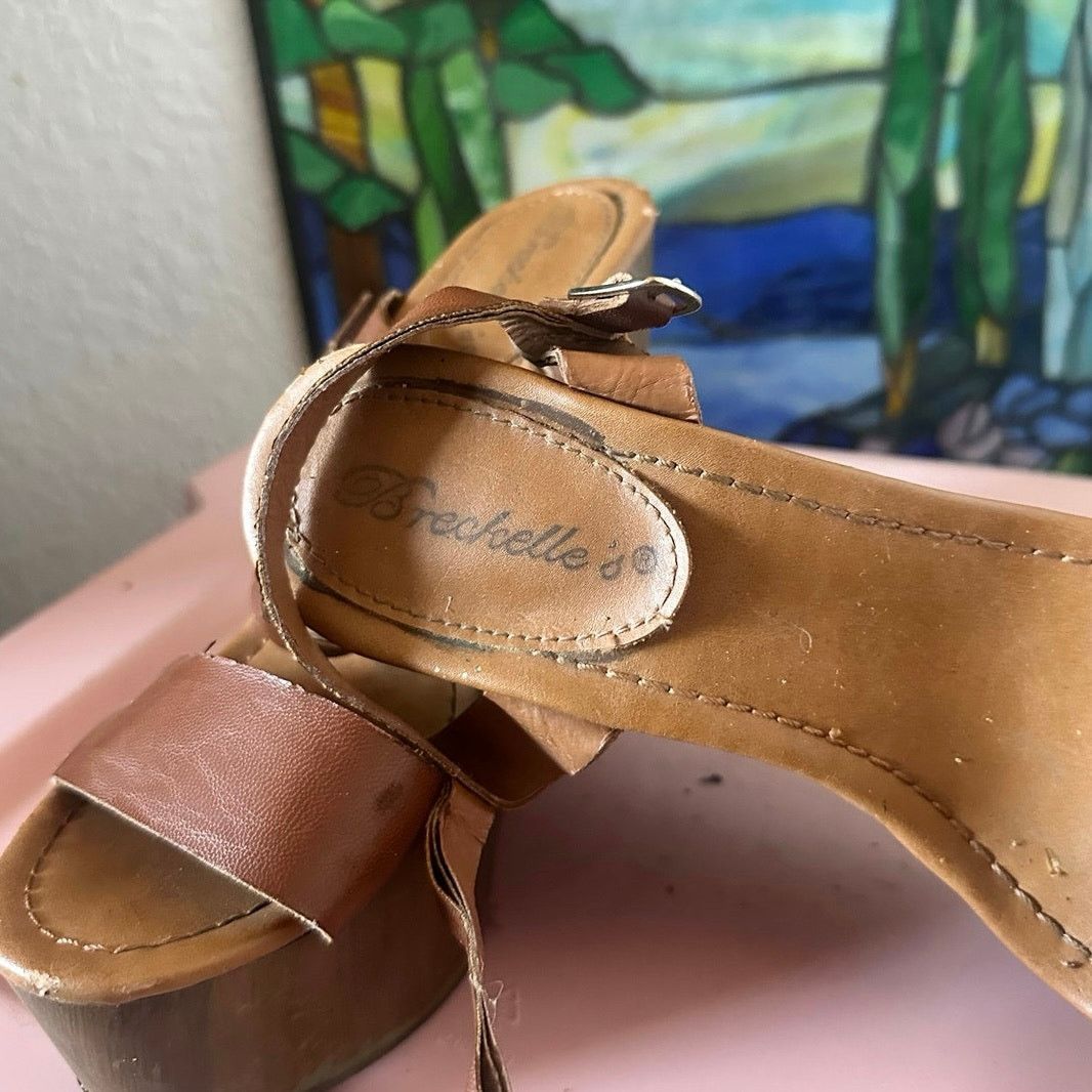 Other breckelles brown platform wedge sandals heels shoes Size US 7 / IT 37 - 3 Thumbnail