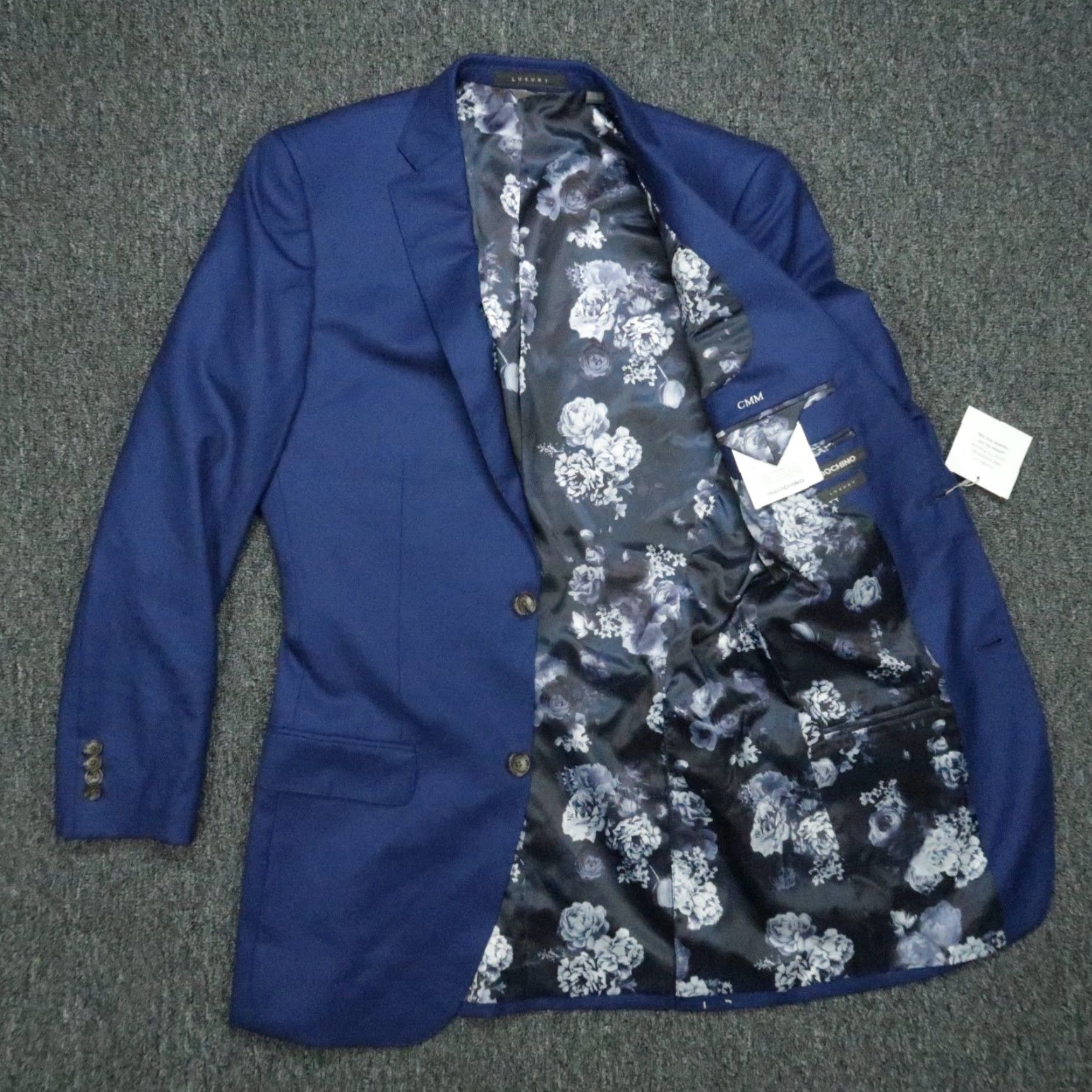 Vintage Indochino Blazer 38R Blue Wool Cashmere Single Breasted Regular Fit Formal Jacket NWT Mens Size 38R - 6 Thumbnail