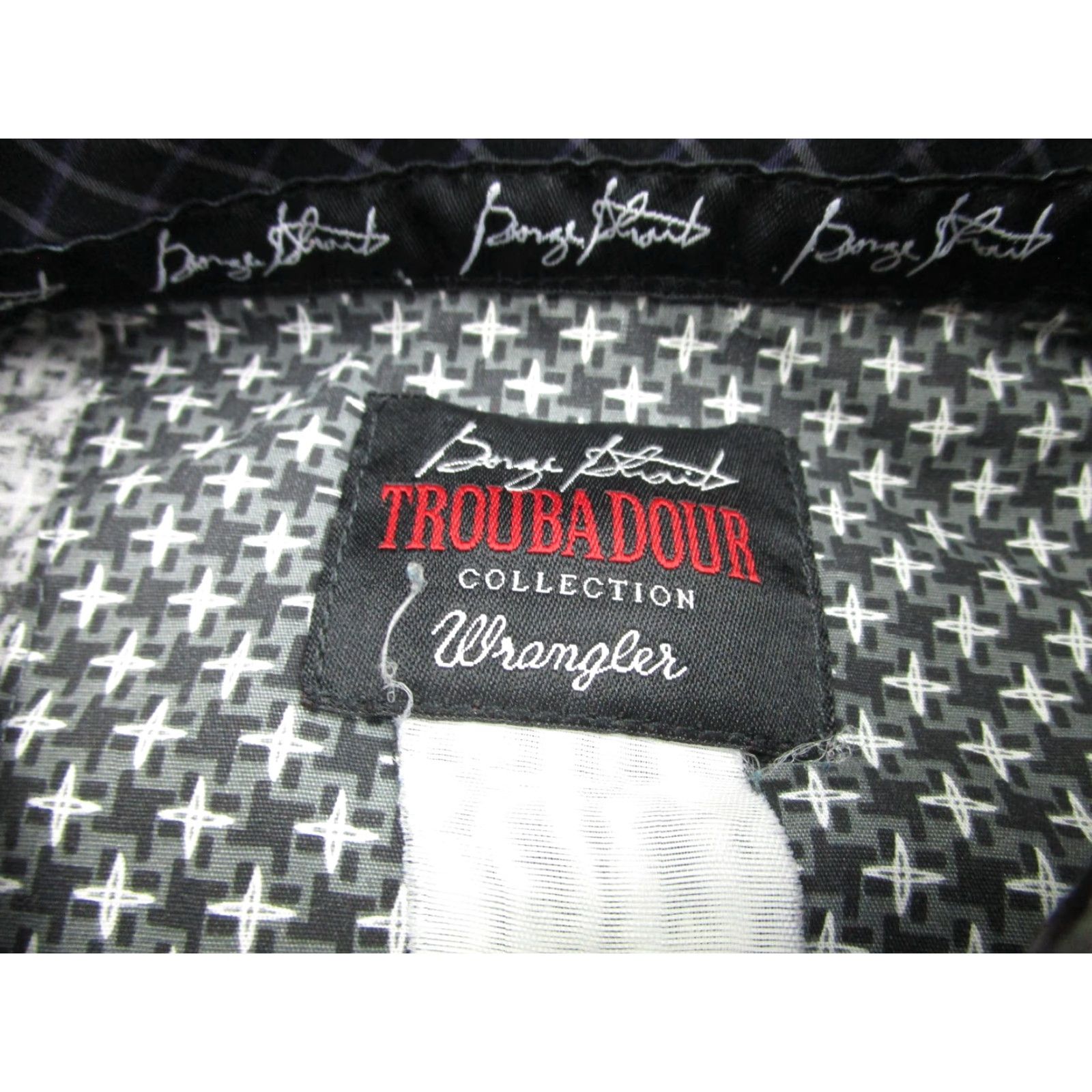 Wrangler Wrangler Shirt Mens 2XL Gray Black Troubadour Cross Geometric Button-Up Western Snap Pockets Embroidered 2XL Mens Size US XXL / EU 58 / 5 - 7 Thumbnail