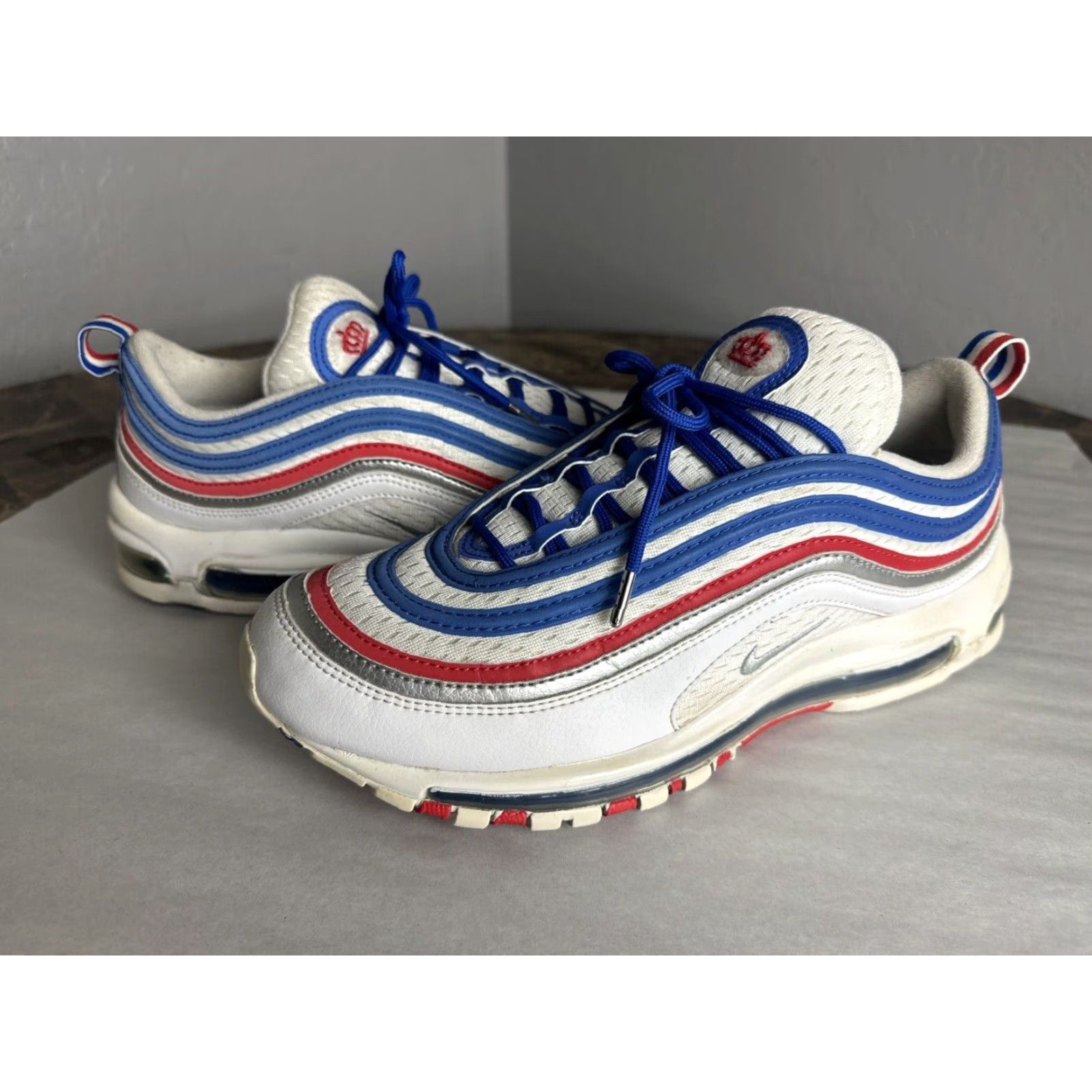 Nike VINTAGE Nike Air Max 97 All Star Jersey Shoes Men 10.5 Red White Blue Stars Sneaker Nike Air Max 97 Men's Shoes Size US L / EU 52-54 / 3 - 2 Thumbnail