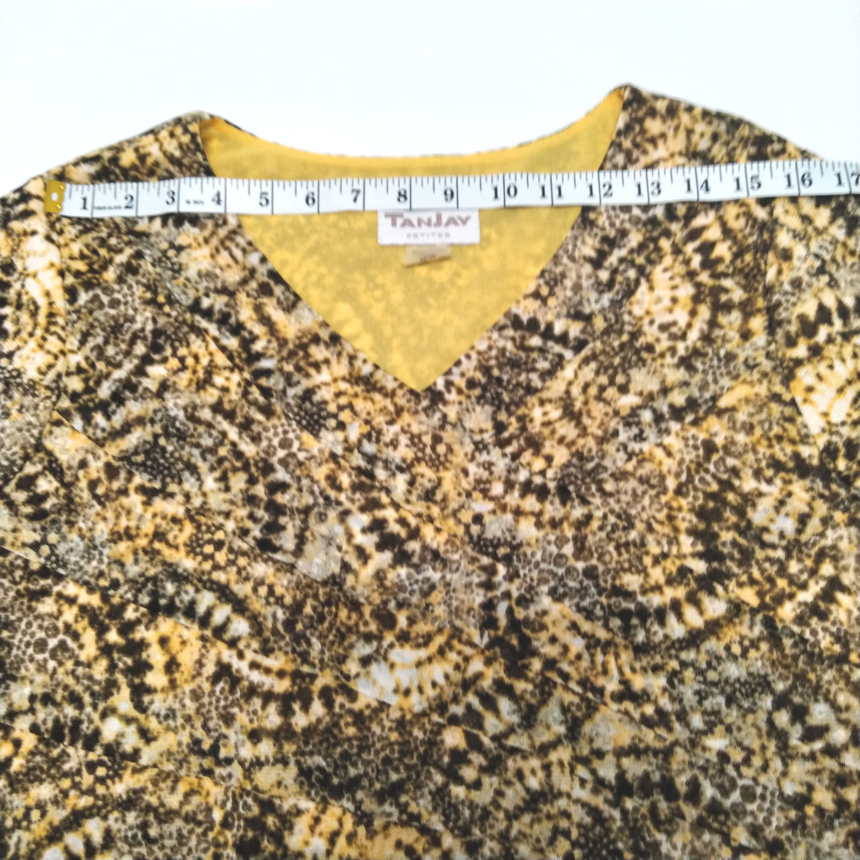 Vintage Tanjay Petites PL Short Sleeve V Neck Summer Top Blouse Size M / US 6-8 / IT 42-44 - 8 Thumbnail