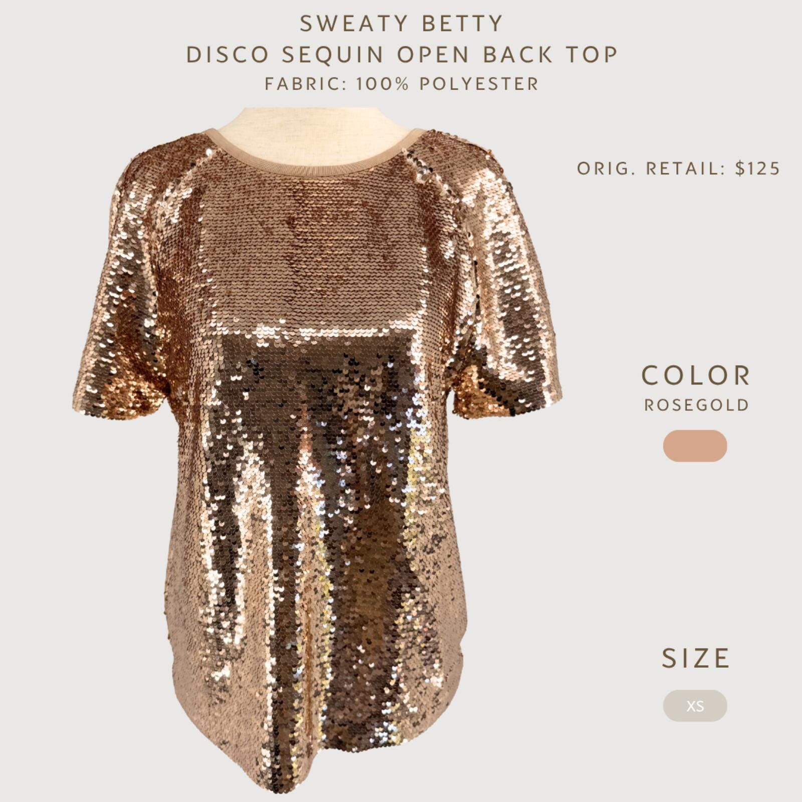 Other Sweaty Betty Disco Sequin Top Rose Gold XS Size XS / US 0-2 / IT 36-38 - 2 Thumbnail