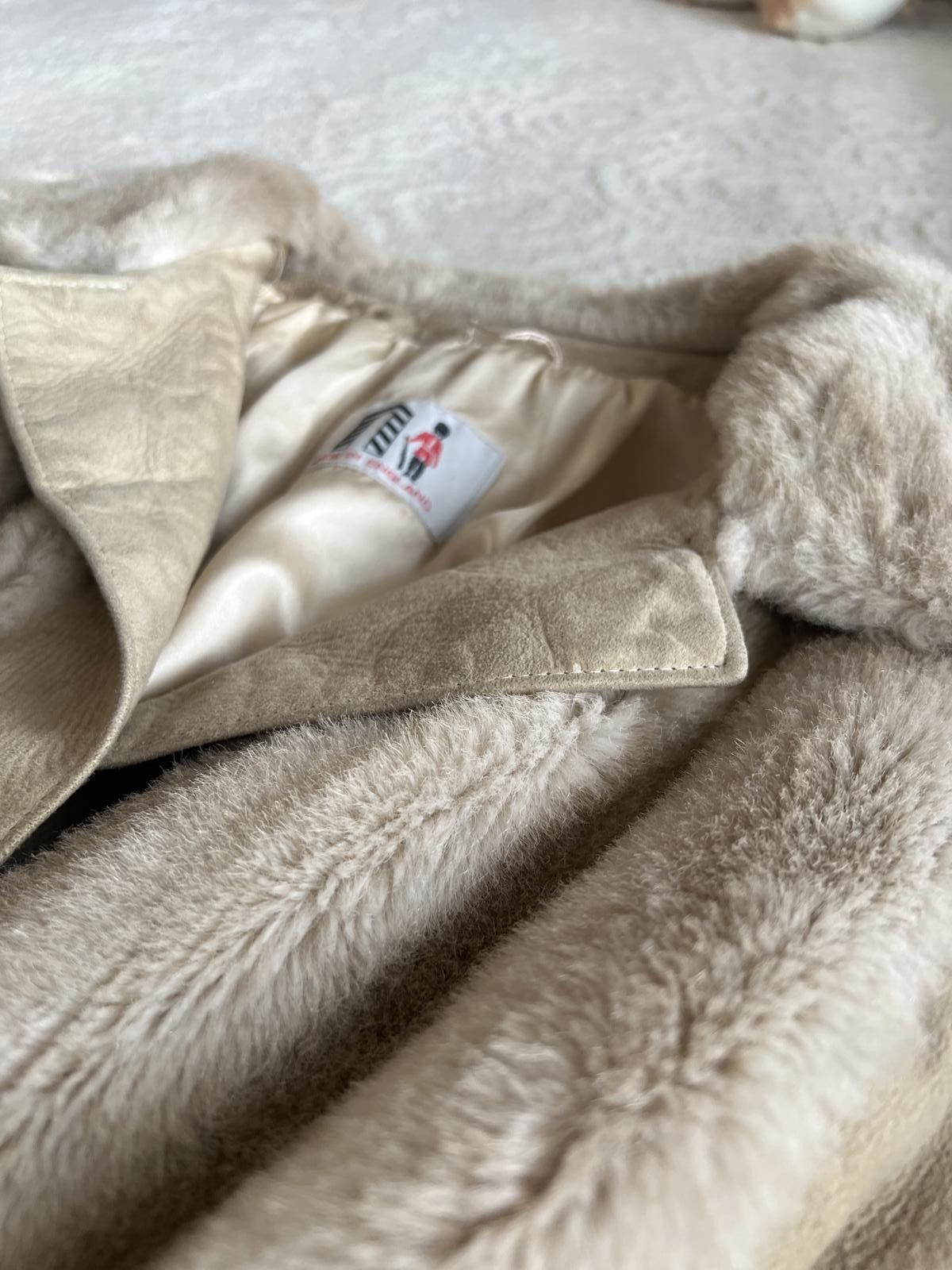 Designer Lilli Ann Faux Fur London Leather Coat Vtg 50s Tan Brown Size M / US 6-8 / IT 42-44 - 4 Thumbnail