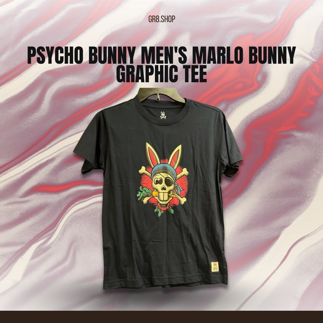 Psycho Bunny Psycho Bunny Mens Marlo Bunny Graphic Tee Black 100% Pima Co Size US L / EU 52-54 / 3 - 1 Thumbnail