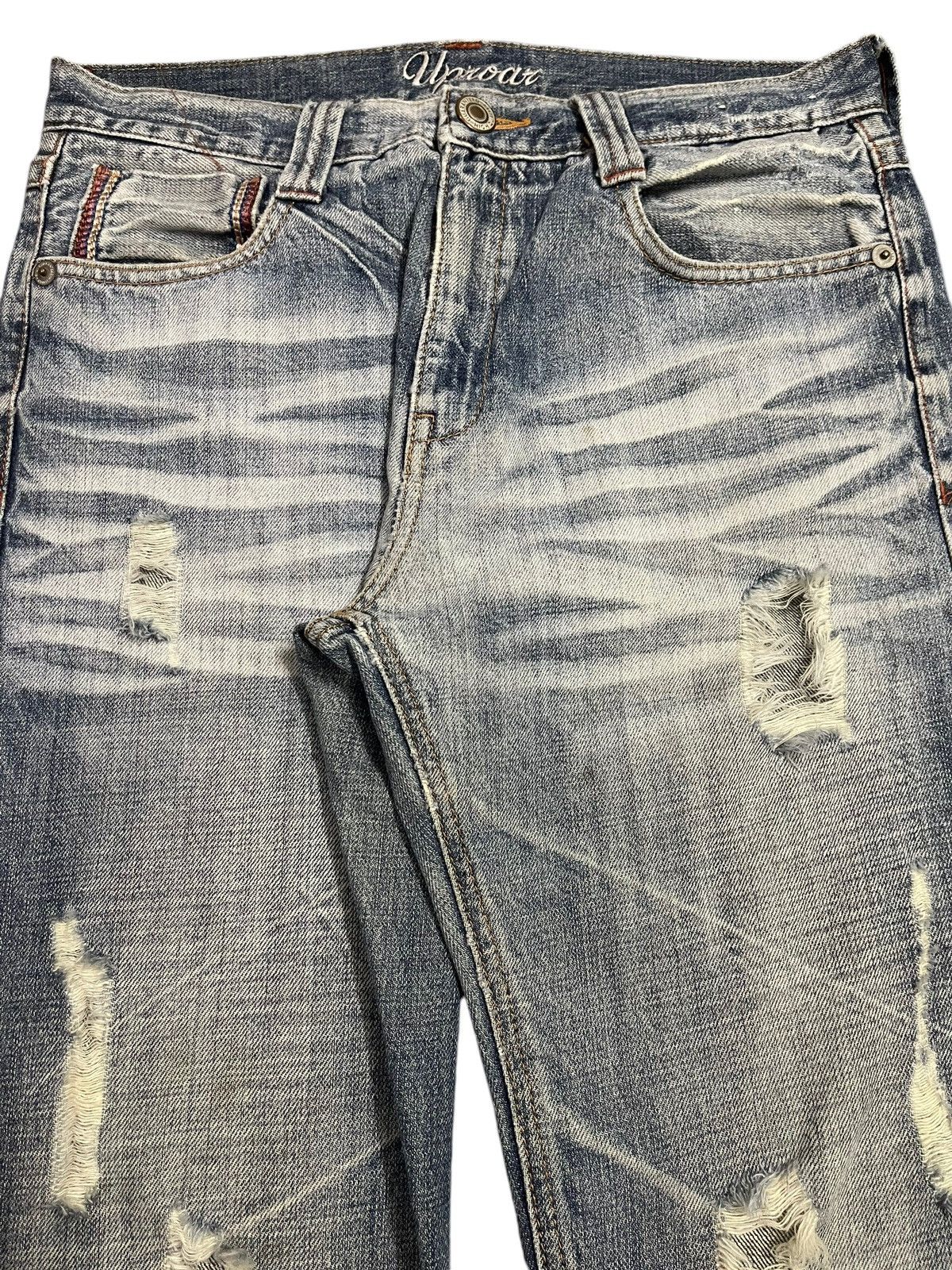 14th Addiction Vintage Japanese Brand Blue Faded Wash Distress Loose Jeans Size US 31 - 4 Thumbnail