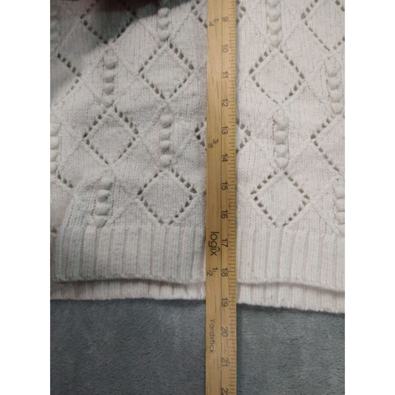 Loft LOFT Womens Sweater Pullover White Wool Blend Turtleneck Crochet Open-Knit Long Sleeve Small Casual Bohemian Preppy 90s Mens Womens Size S / US 4 / IT 40 - 3 Thumbnail
