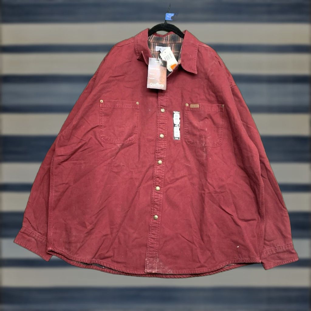 Carhartt VINTAGE Carhartt Jacket Mens 2XL Plaid Fleece Lined Snap Button Shacket Work NWT Size US XXL / EU 58 / 5 - 1 Thumbnail