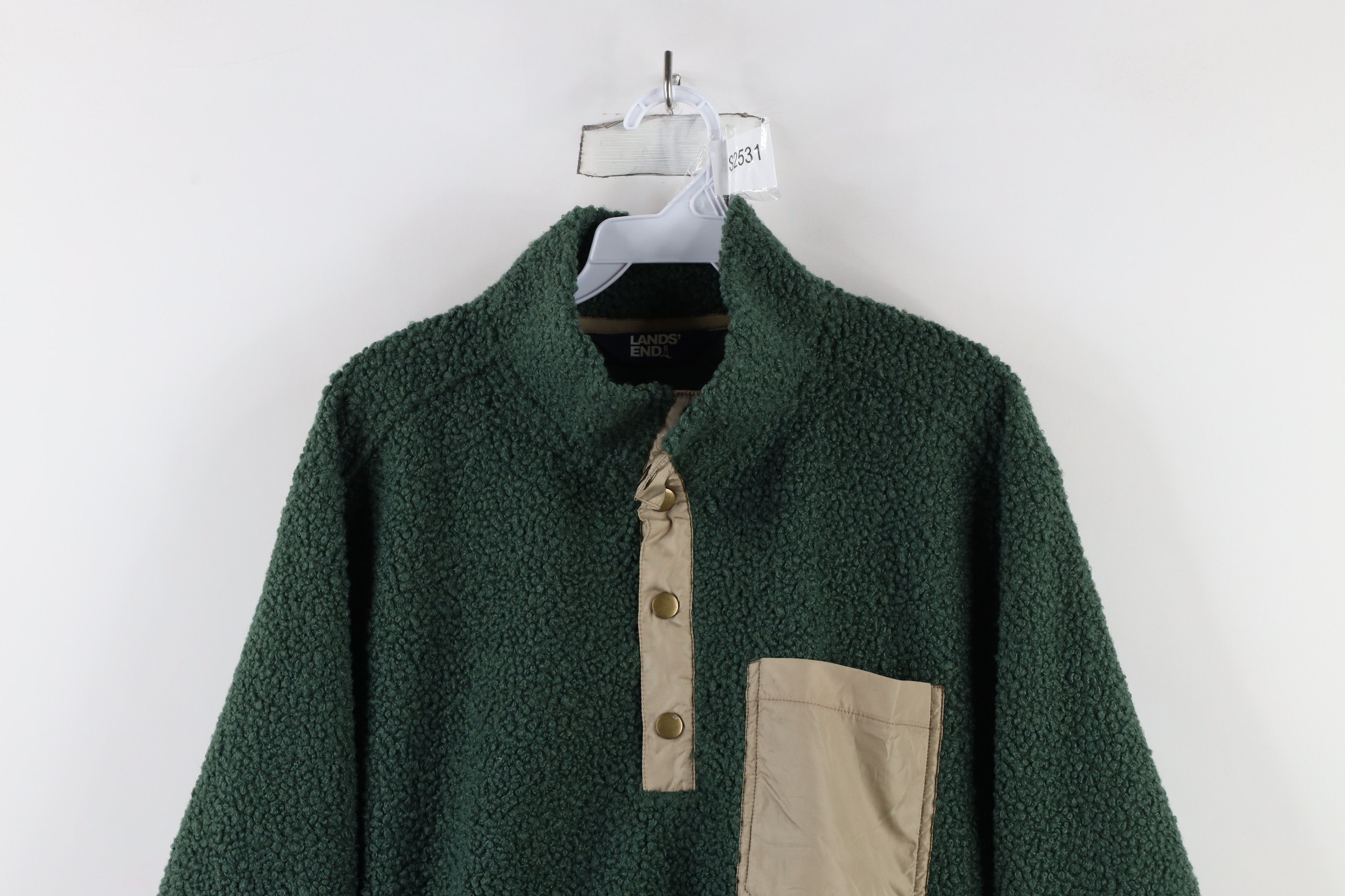 Lands' End × Vintage Vintage Lands End Fleece Elbow Patch Snap Button Sweater Size US M / EU 48-50 / 2 - 2 Thumbnail