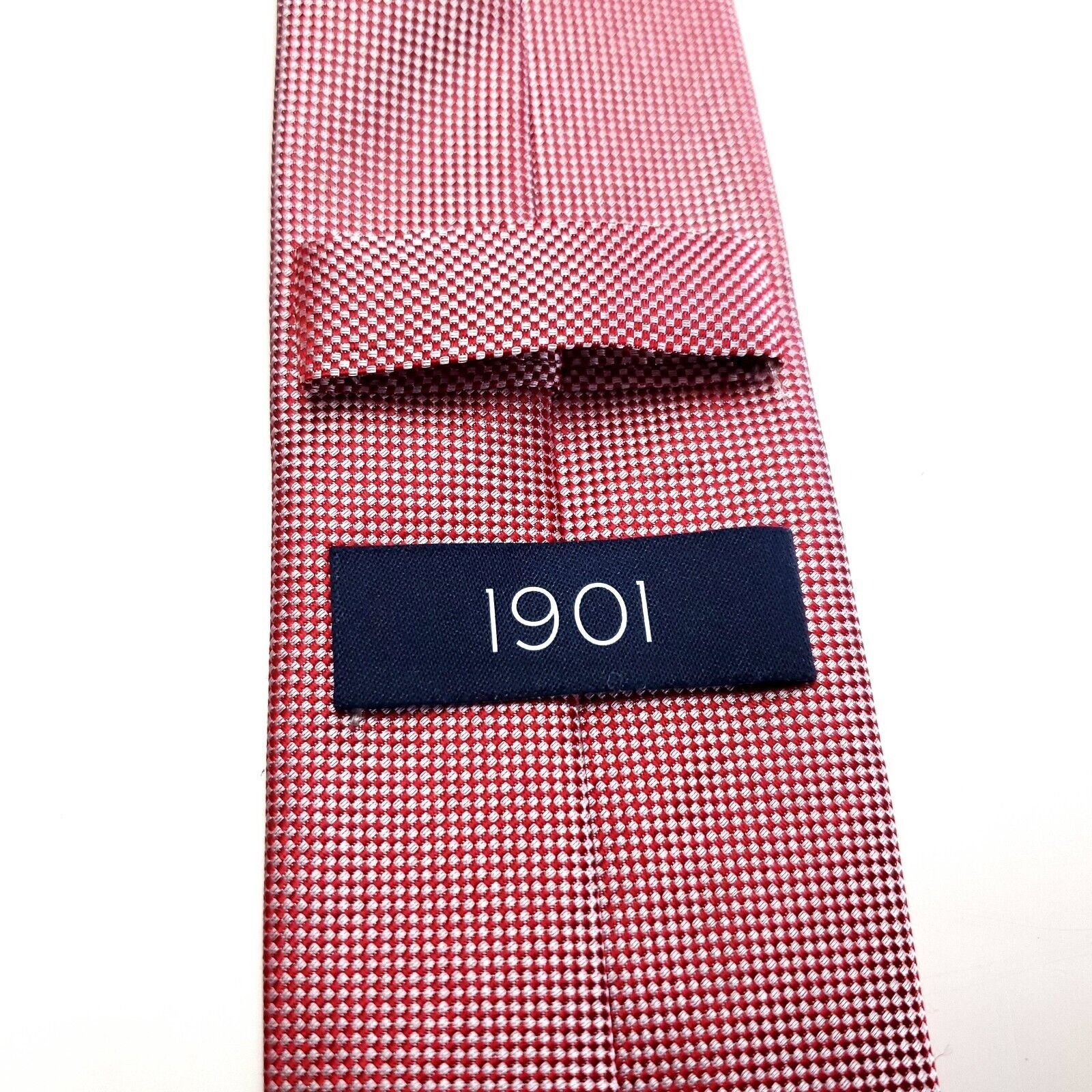 Nordstrom NEW 1901 Nordstrom Red Woven Check Skinny Silk Tie Size ONE SIZE - 3 Thumbnail