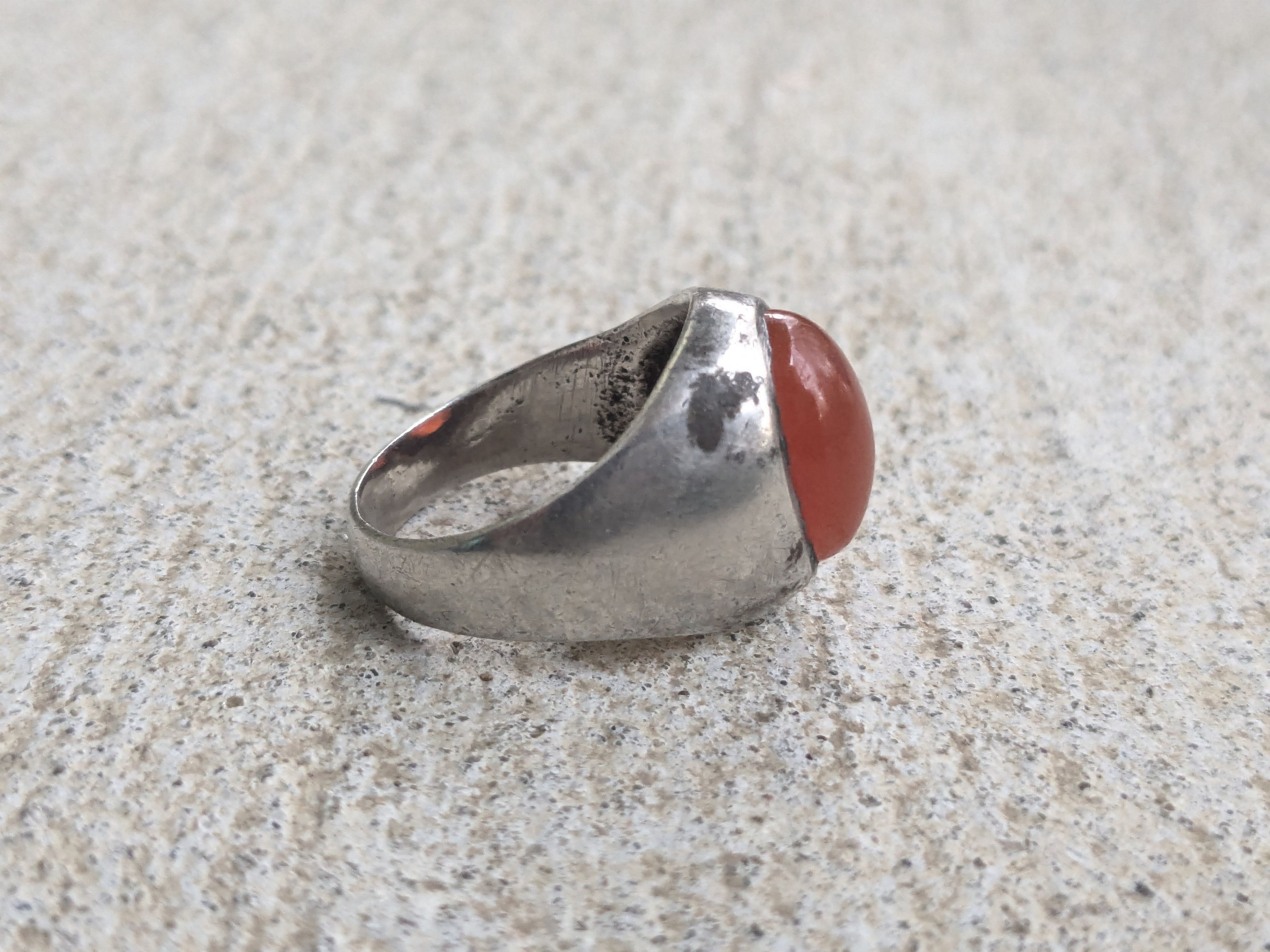 Jewelry × Sterling Silver Vintage Sterling Silver Ring Carnelian Oval 8.75 Orange Size ONE SIZE - 3 Thumbnail