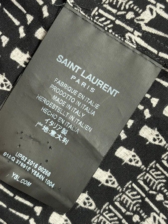 Saint Laurent Paris FW2016 Saint Laurent Black Skeleton Print Shirt by Hedi Slimane Size US S / EU 44-46 / 1 - 10 Thumbnail