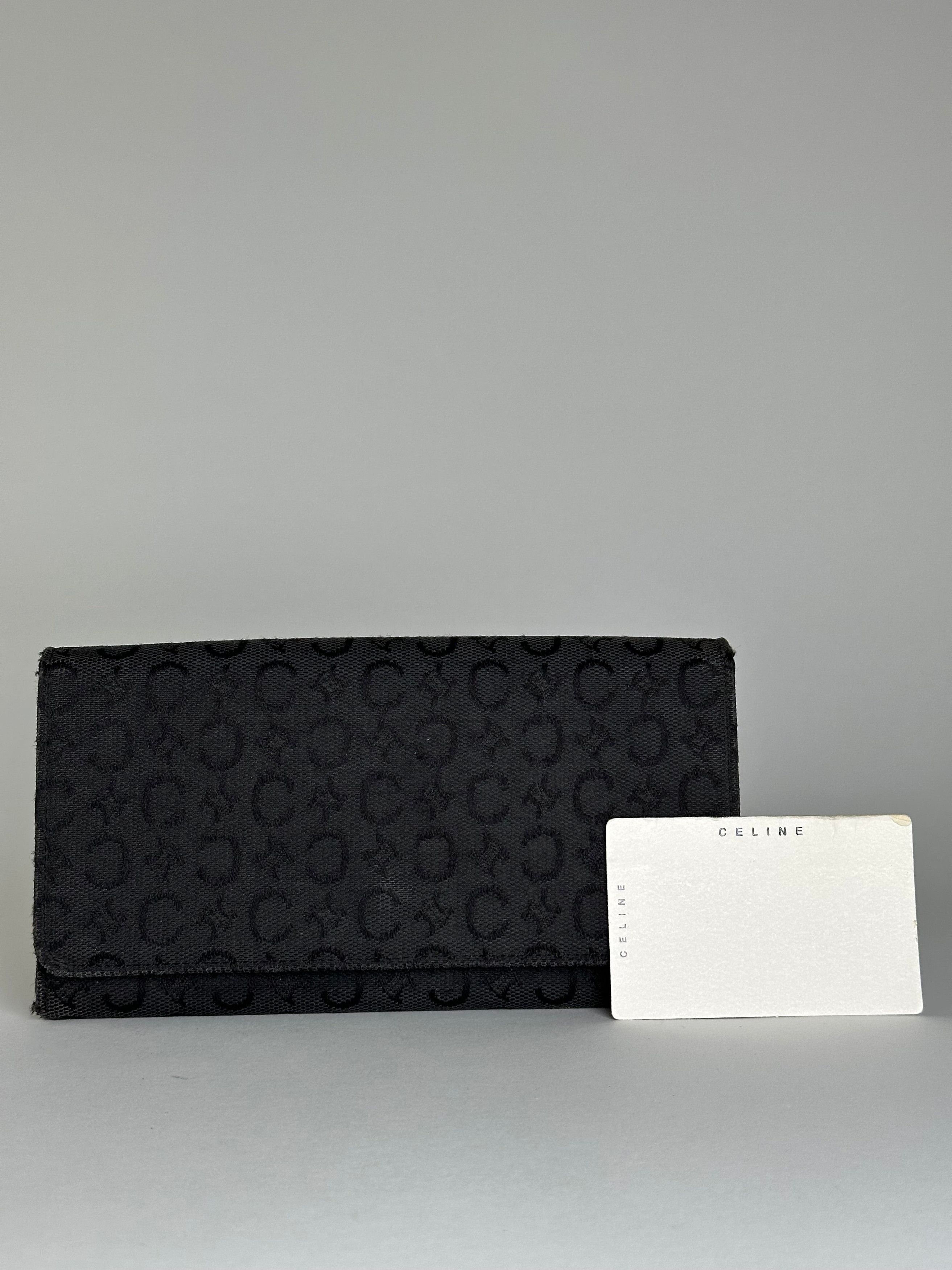 Celine Vintage CC Monogram Fabric Wallet Black Gold Size ONE SIZE - 1 Thumbnail