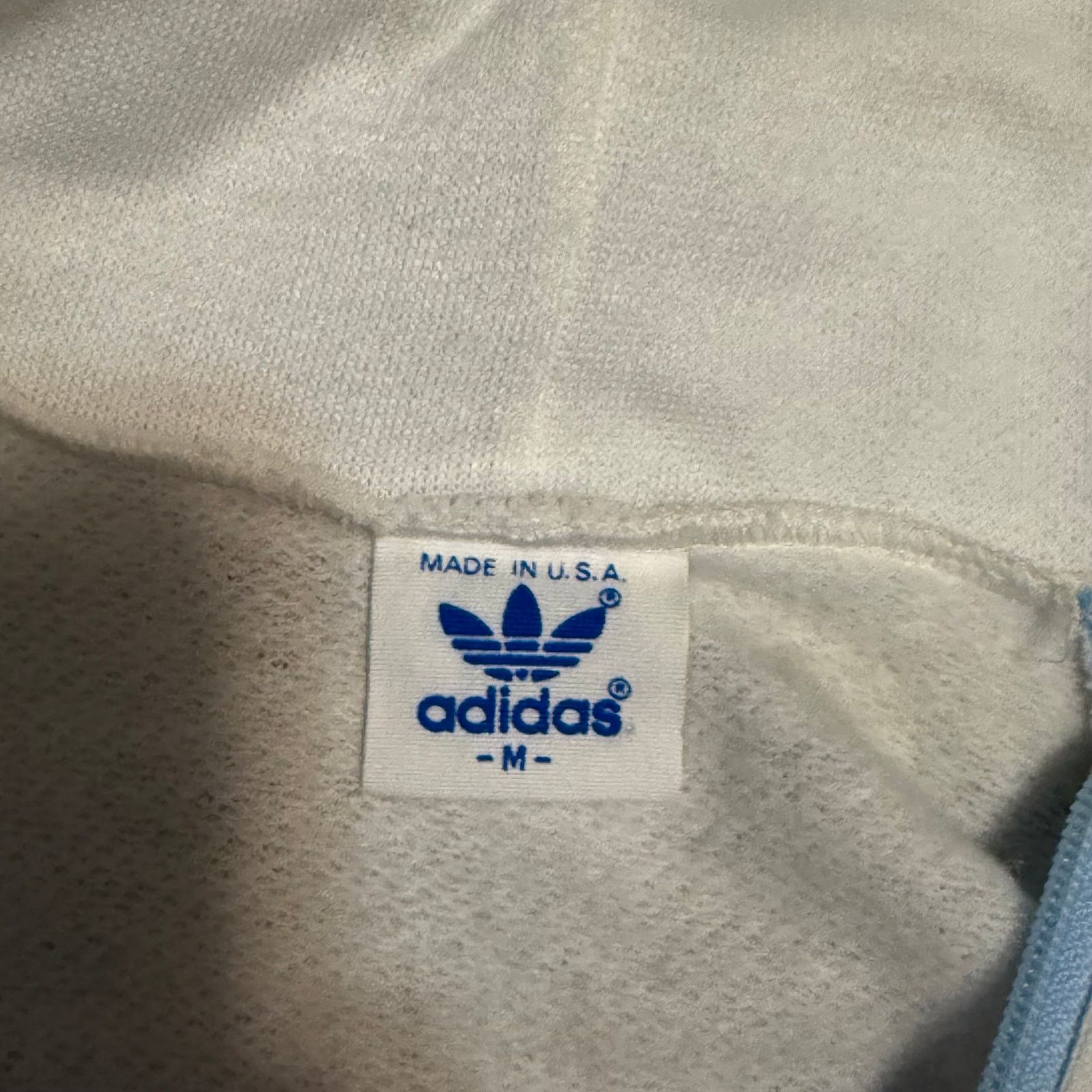 Adidas × Vintage Vintage 80s Adidas Full Zip Hoodie Medium White/Baby Blue Size M / US 6-8 / IT 42-44 - 4 Thumbnail