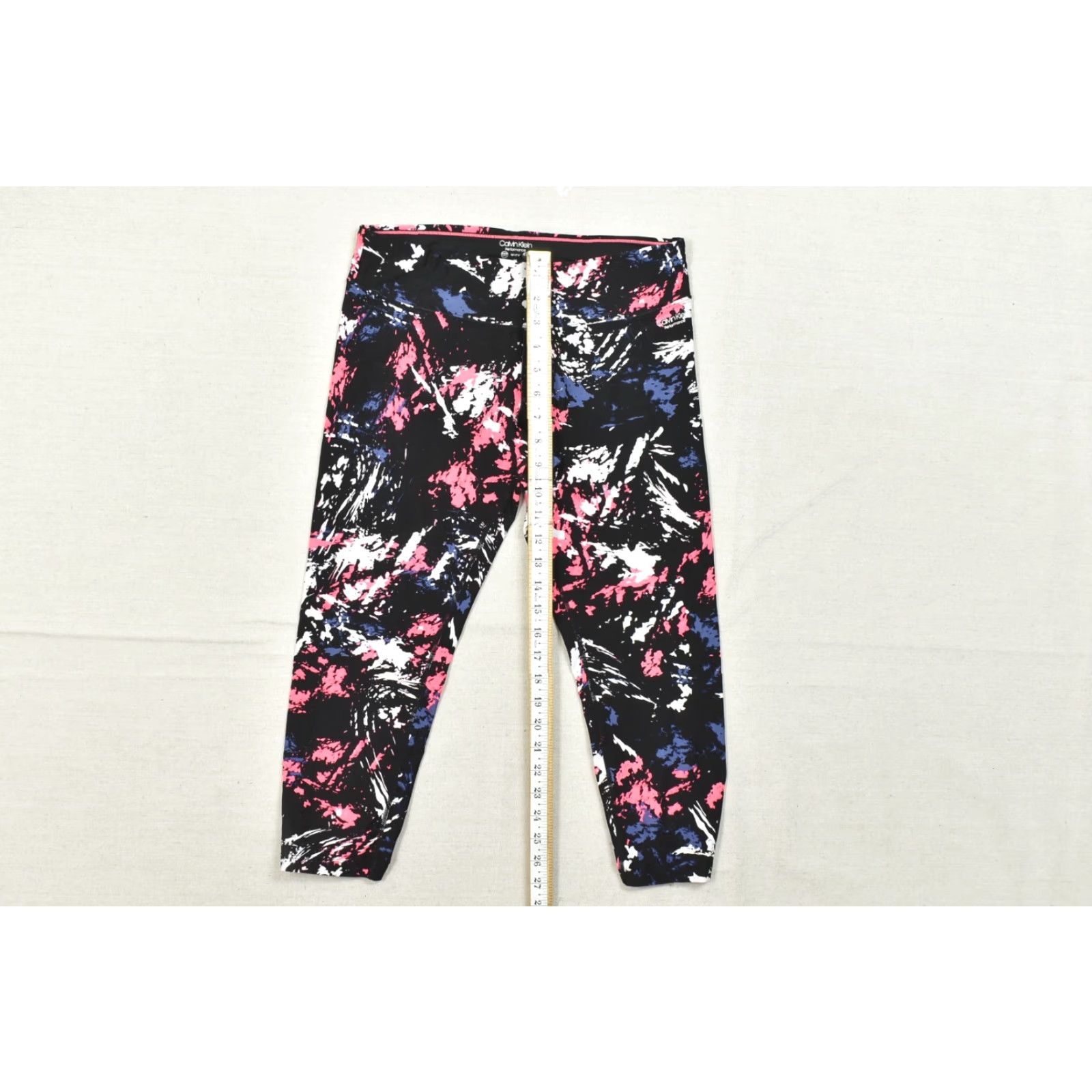 Calvin Klein Calvin Klein Performance Women's M Black Pink Abstract Print Cropped Stretch Legging Size 32" / US 10 / IT 46 - 2 Thumbnail