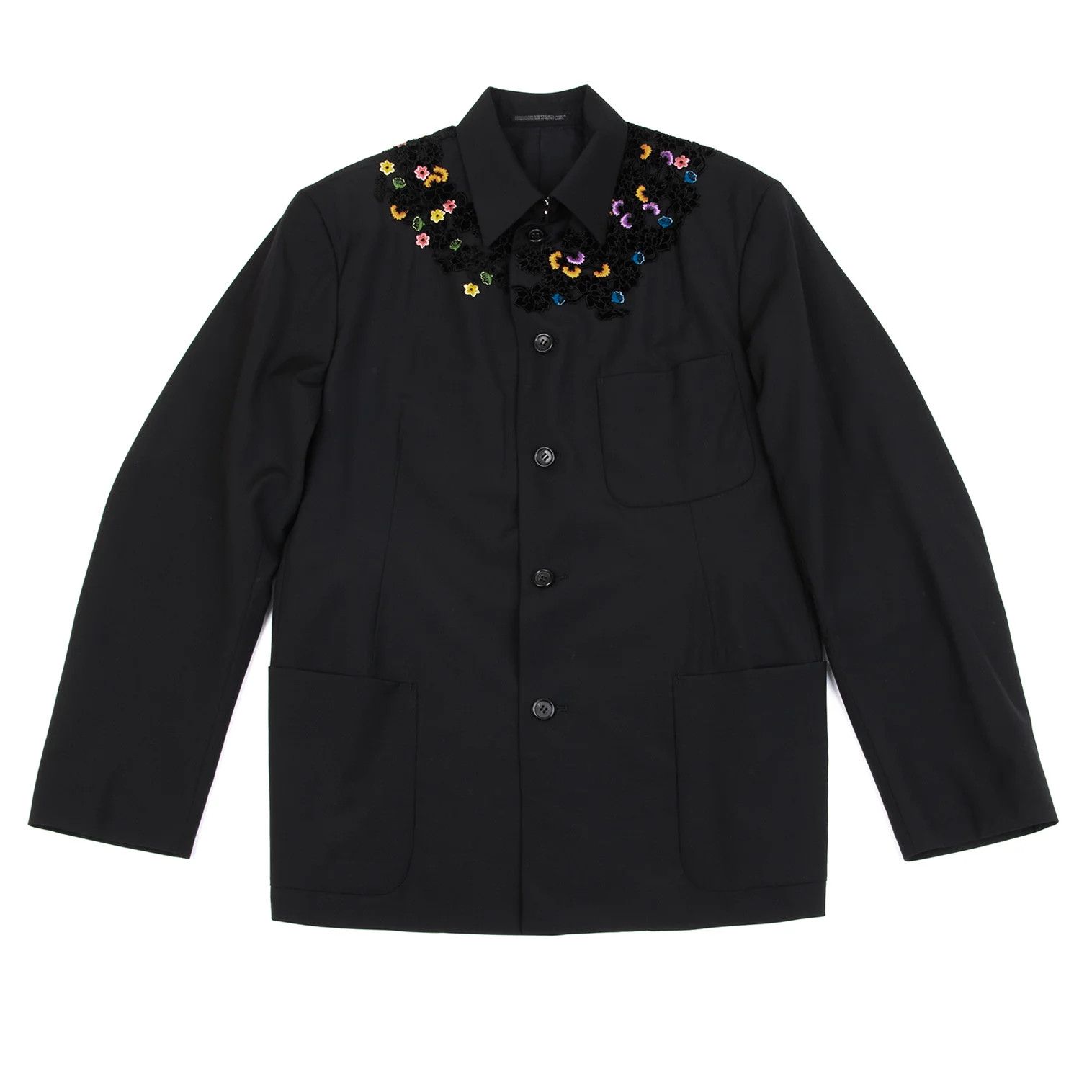Yohji Yamamoto Yohji Yamamoto Velvet Floral Patch Design Jacket Size US M / EU 48-50 / 2 - 1 Thumbnail
