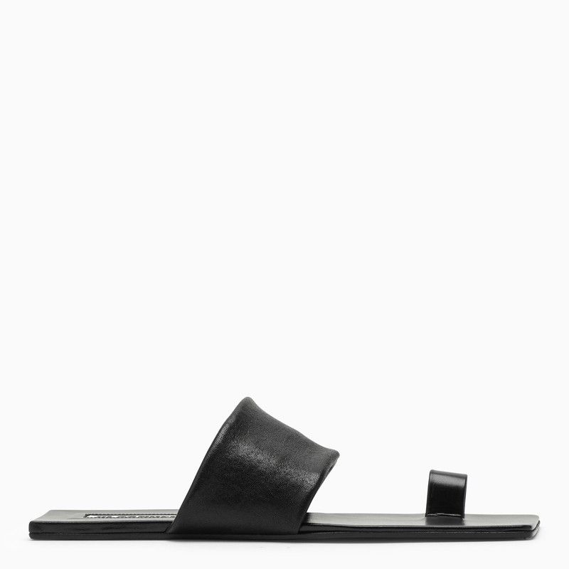 image of Jil Sander Black Leather Low Sandal, Women's (Size 8)
