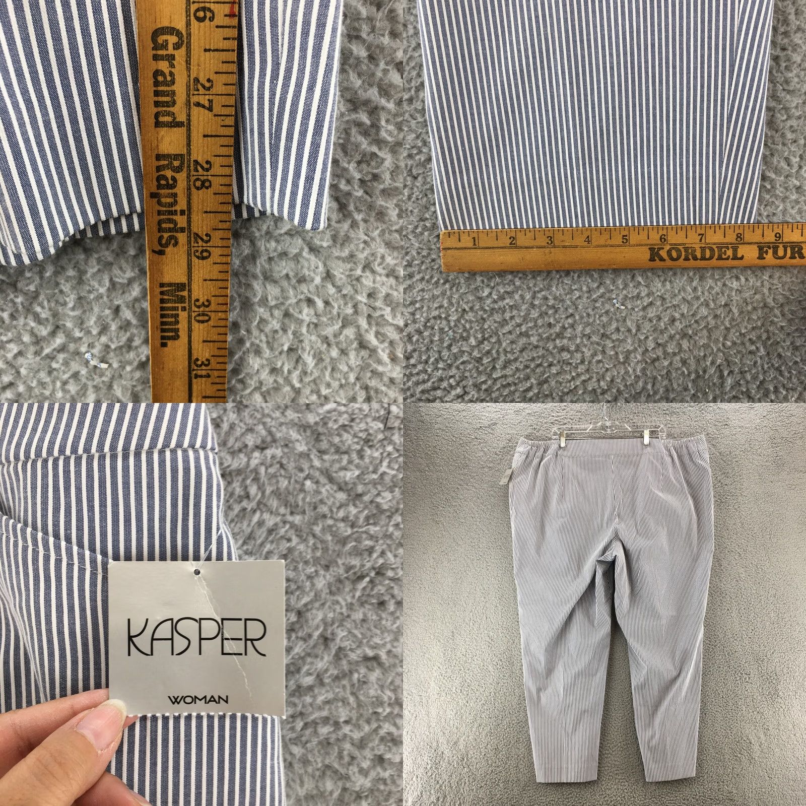 Kasper Kasper Ankle Pants Womens 24W Blue White Stripes Chambray Mid Rise Straight NWT Size 42" / US 20 - 8 Thumbnail