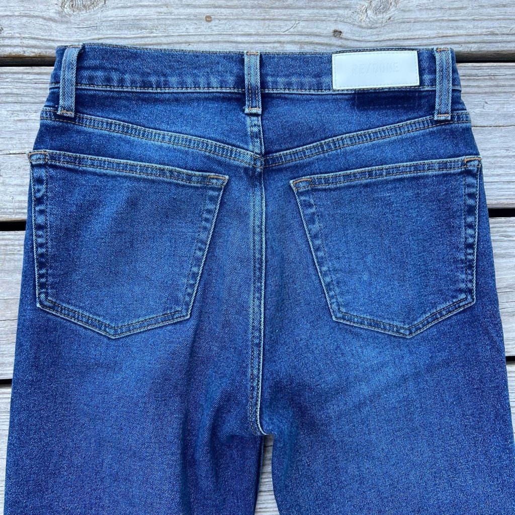 RE/DONE RE/DONE High-Rise 70S Stove Pipe Ankle Jeans Button Fly Worn True Indigo, 27 Size 27" / US 4 / IT 40 - 6 Thumbnail