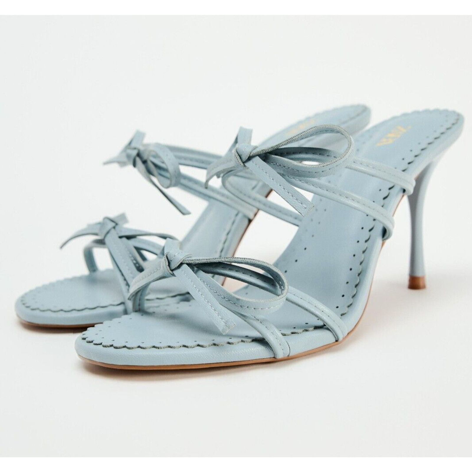Zara ZARA women's Blue Strappy Heels NWT Size US 8 / IT 38 - 16 Thumbnail