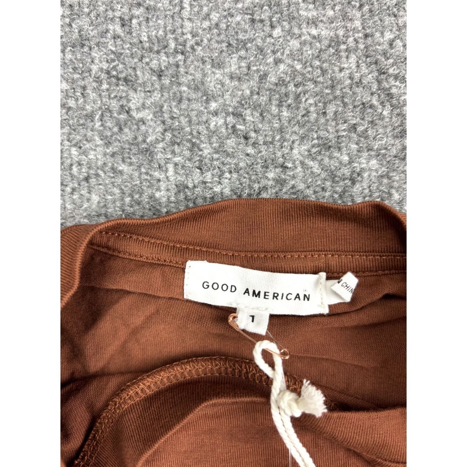 Good American Good American Tank Womens Brown Strong Shoulder Tortoise Shell Knit Jersey Crew Neck Sleeveless Size XS / US 0-2 / IT 36-38 - 2 Thumbnail
