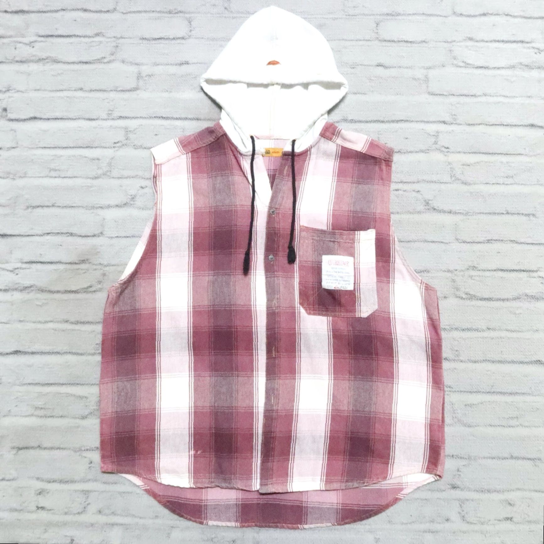 Quiksilver VINTAGE Quicksilver Plaid Hoodie Vest Shirt Mens L Burgundy 90s Made in USA Size US L / EU 52-54 / 3 - 2 Thumbnail