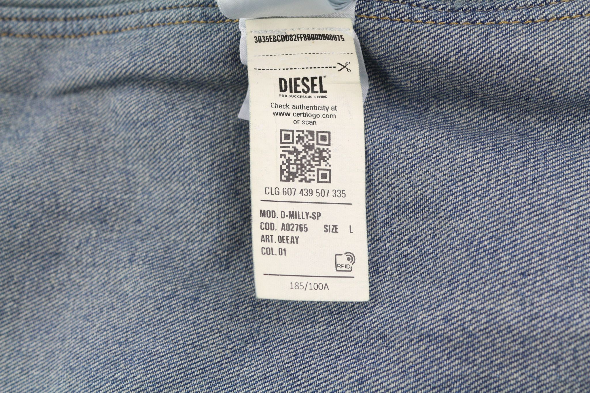 Diesel D-MILLY-SP L Denim Blue Spread Collar 40506 Size US L / EU 52-54 / 3 - 10 Thumbnail