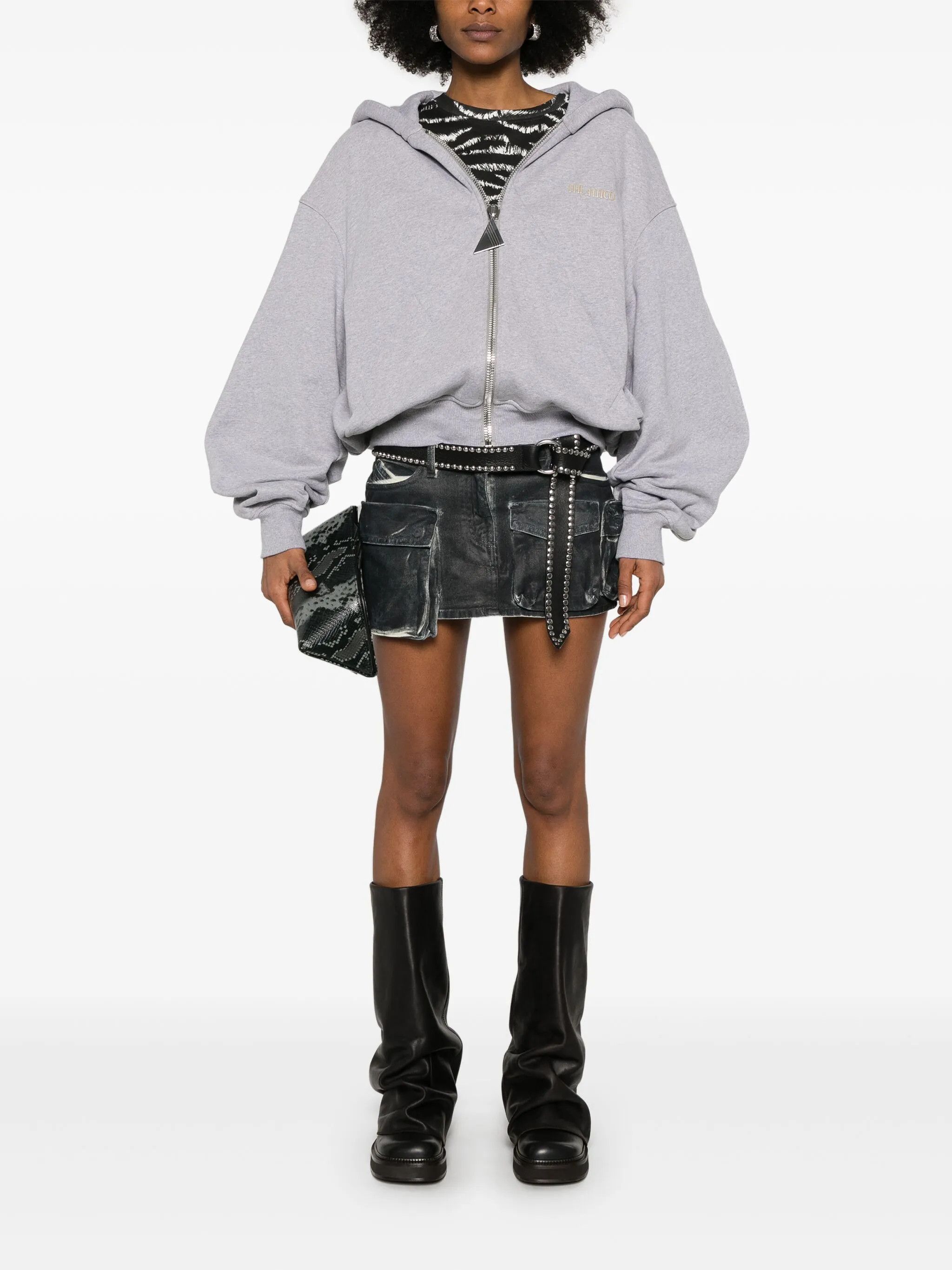 The Attico o1s22i1n0325 Melange Loose Hoodie in Grey Size XS / US 0-2 / IT 36-38 - 2 Thumbnail