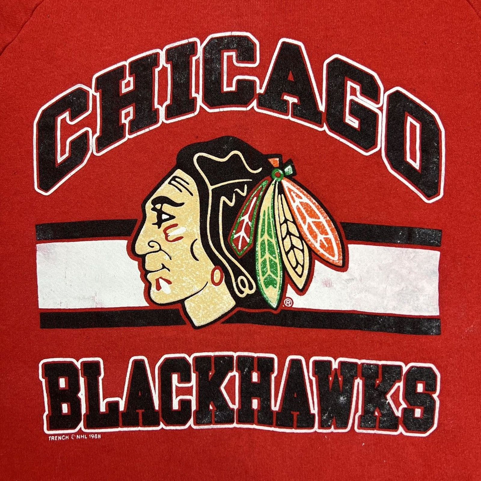 NHL × Vintage Vintage 1988 Chicago Blackhawks Sweatshirt Hockey Pullover Size US XL / EU 56 / 4 - 2 Thumbnail