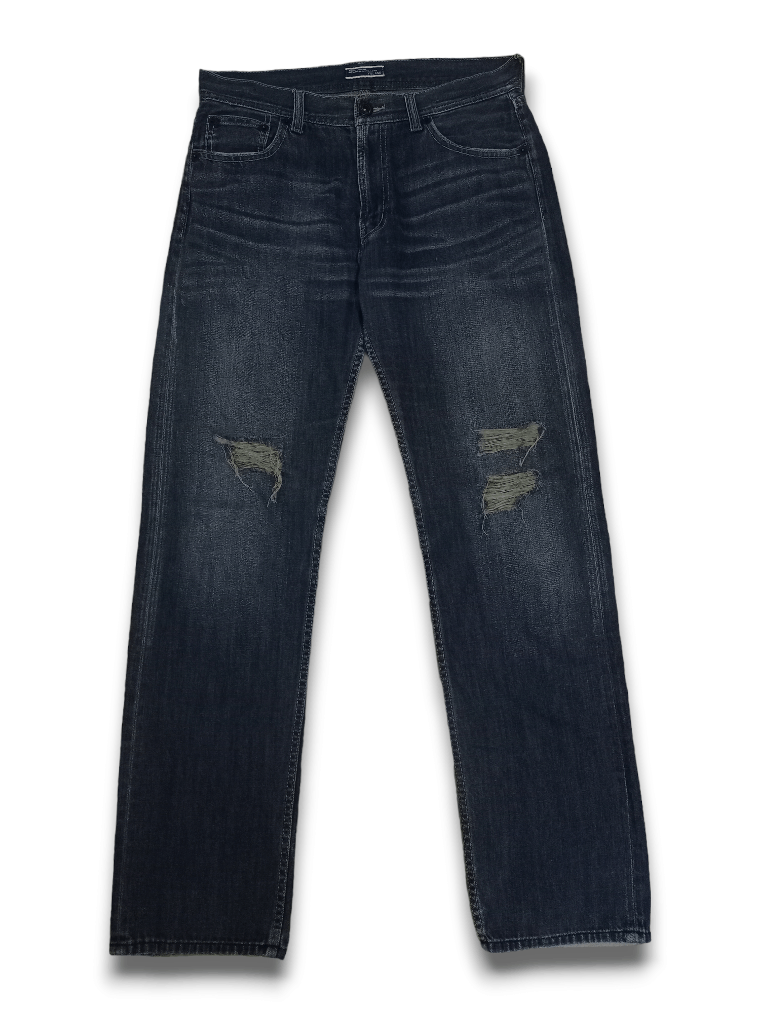 Japanese Brand Vintage Villand Blue Wash Distressed Loose Jeans 32x31 Size US 32 / EU 48 - 1 Thumbnail