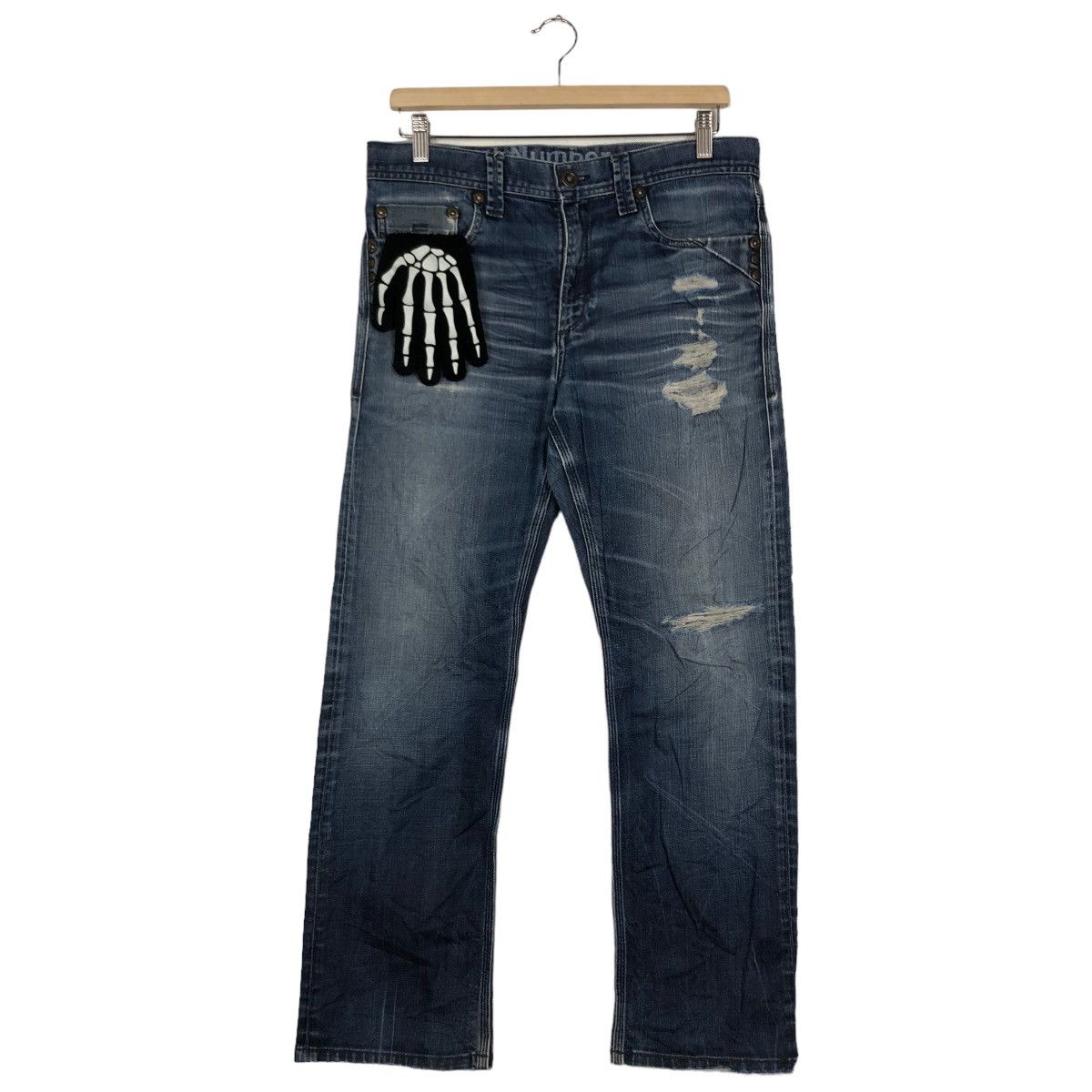 Japanese Brand 🔥Rare 90’s Vintage Distressed Denim Jeans Back Number Japan Size US 32 / EU 48 - 2 Thumbnail