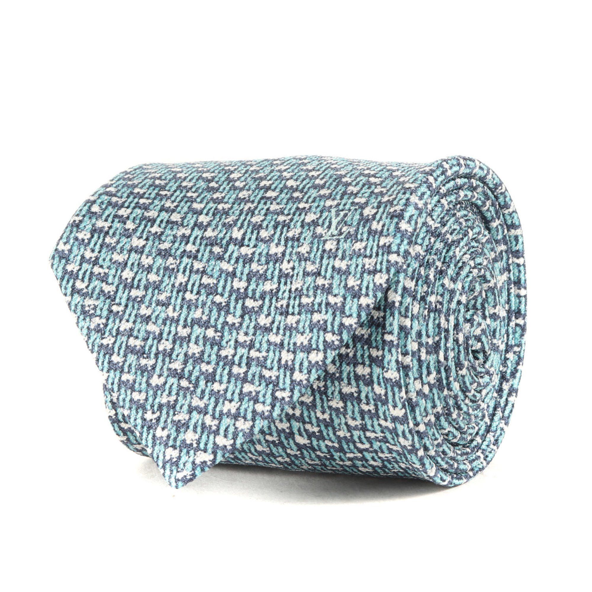 image of Louis Vuitton Geometric Silk Tie M75973 Cravate Blue, Women's