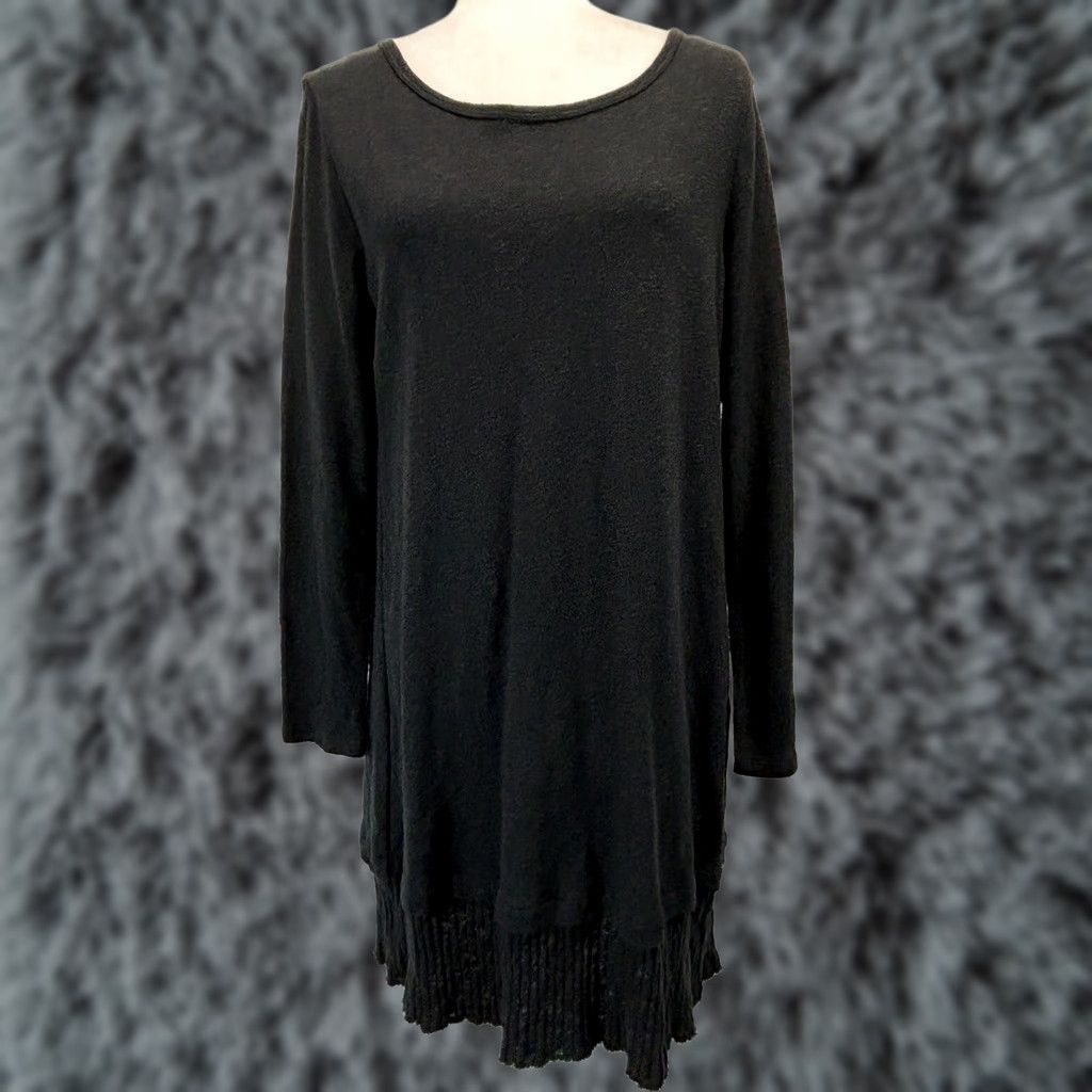 Vintage Chalet Et Ceci Black Dress Womens S Shift Long Sleeve Lagenlook Boho Comfort Layered Solid US Size S / US 4 / IT 40 - 1 Thumbnail