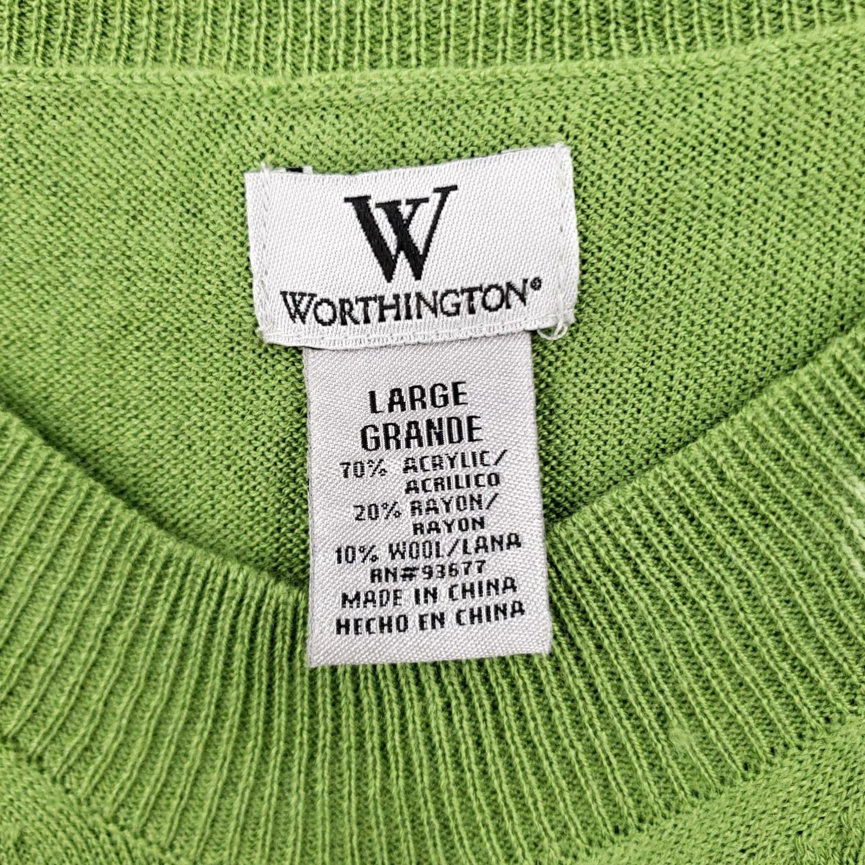 Worthington Worthington Blouse Womens L Green V-Neck Bell Sleeve 3/4 Knitted NWT Size L / US 10 / IT 46 - 3 Thumbnail