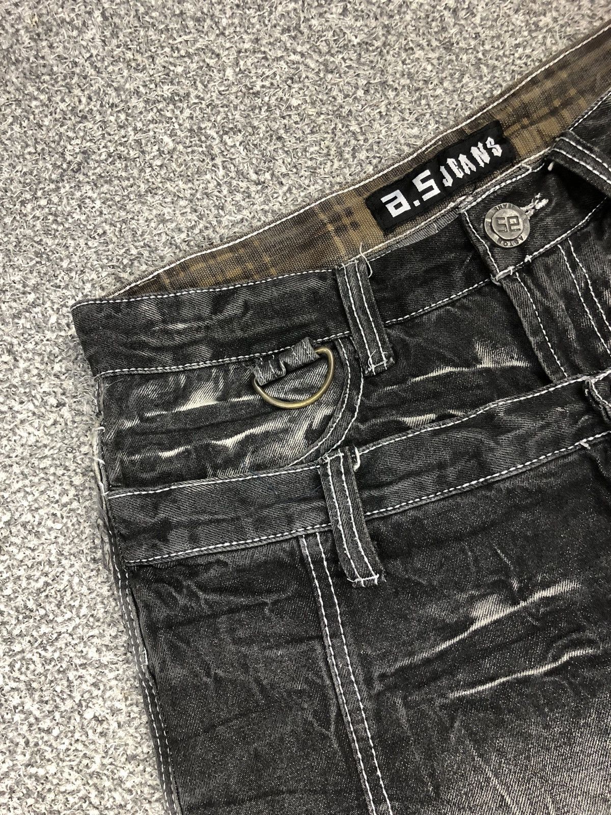 Japanese Brand Japanese Brands ASTON Faded Double Waist Cargo Jeans Size US 32 / EU 48 - 8 Thumbnail