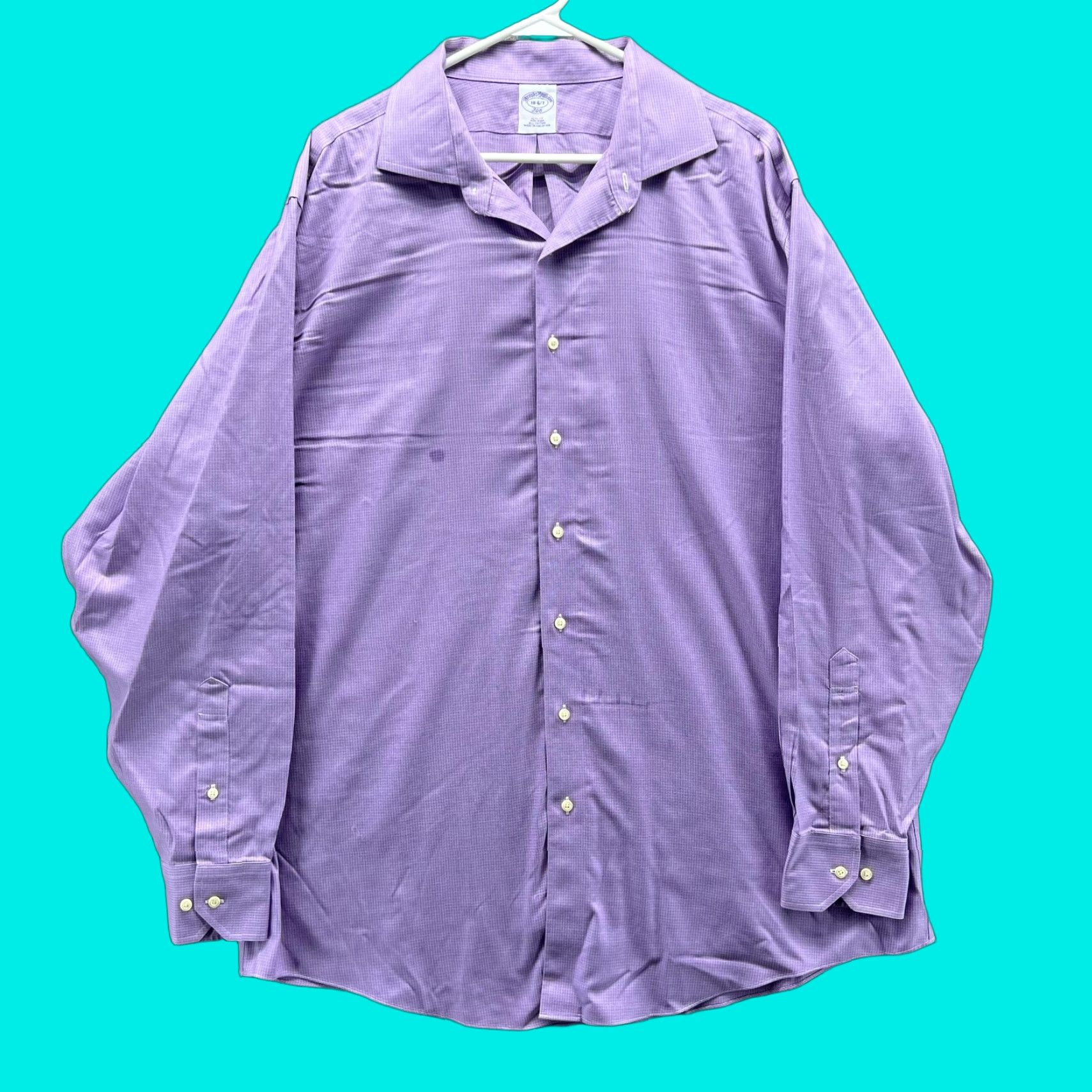Brooks Brothers Brooks Brothers Dress Shirt Mens 18 6/7 Purple Check Slim Fit 346 Non Iron Shirt Mens 18 6/7 Purple Check Slim Fit 346 Non Iron Size 48R - 1 Thumbnail