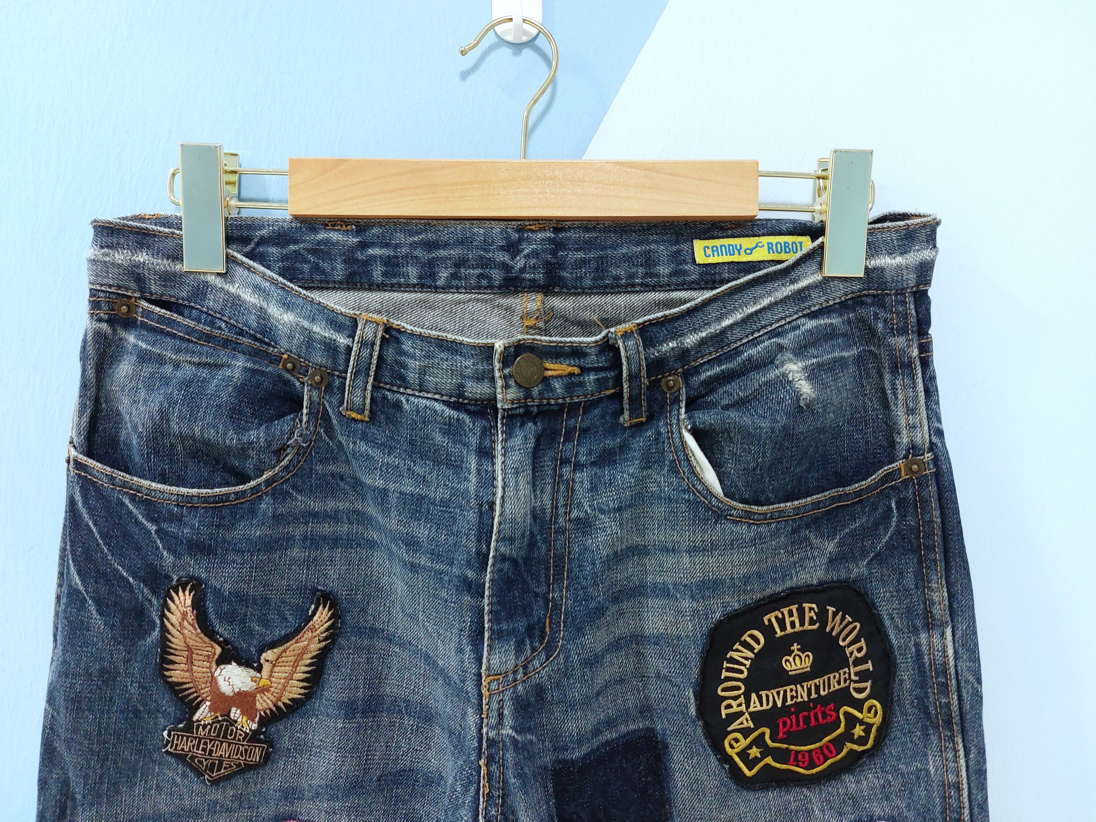Designer Candy Robot Patch Bikers Logo Denim Size US 31 - 6 Thumbnail