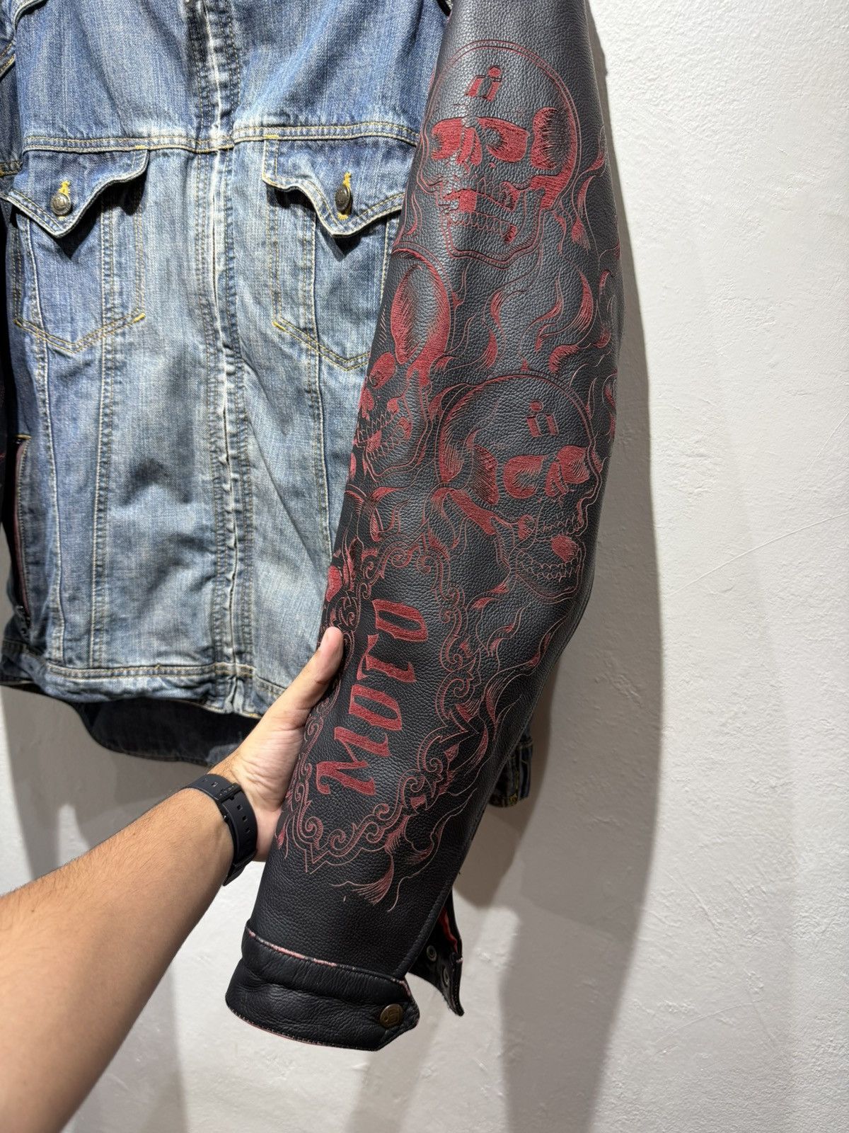 Vintage Vintage Icon Strongarm Skull Fire Flames motorcycle jacket Size US XL / EU 56 / 4 - 6 Thumbnail