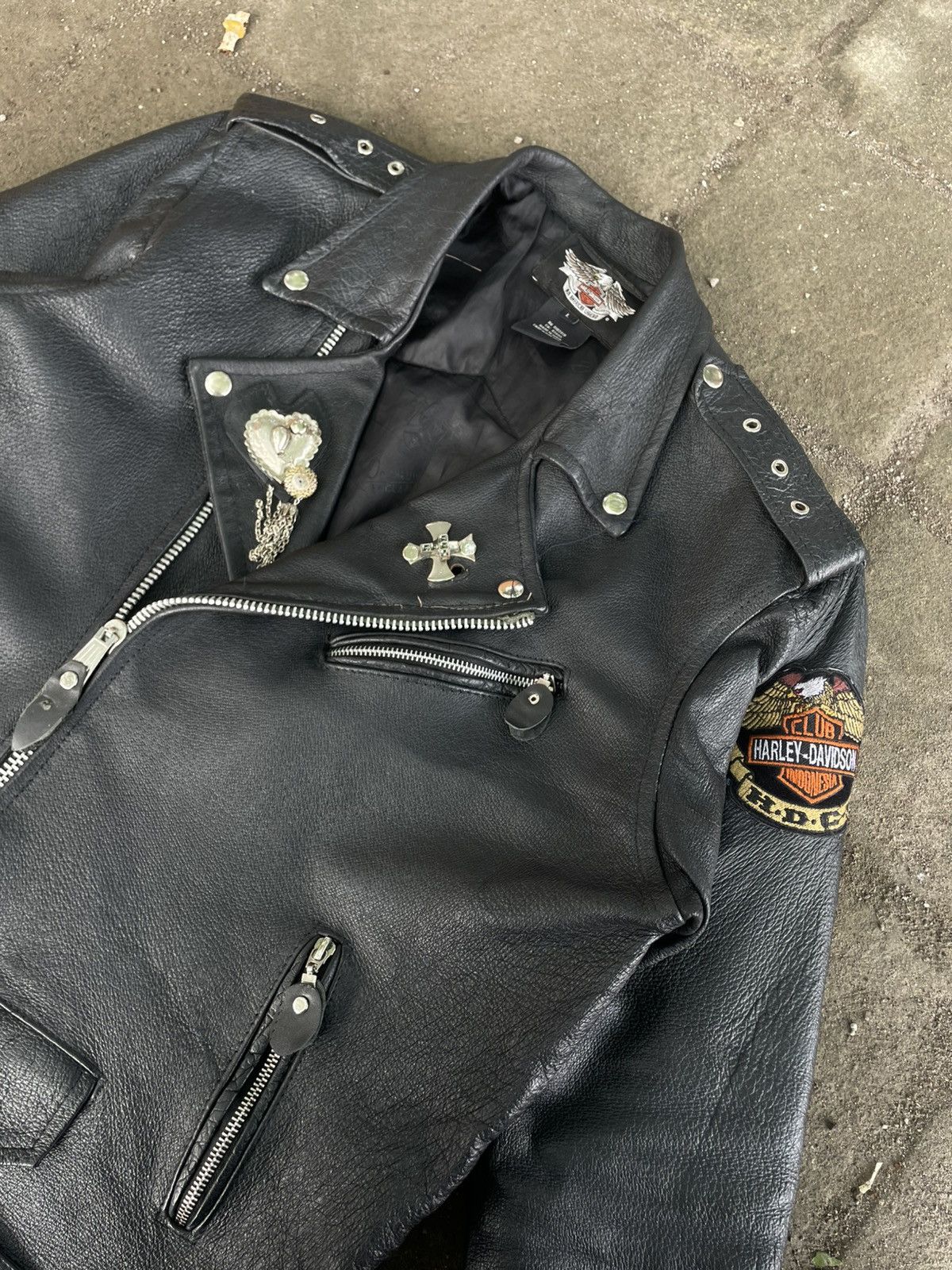 Harley Davidson × Vintage Leather Jacket Harley Davidson Size US XXL / EU 58 / 5 - 4 Thumbnail