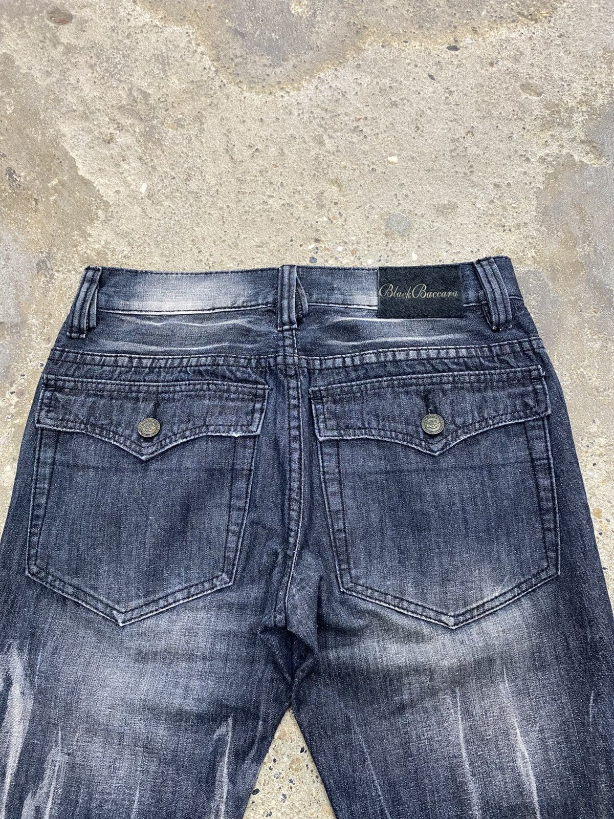 Japanese Brand Black baccara side laced jeans wash Size US 29 - 13 Thumbnail