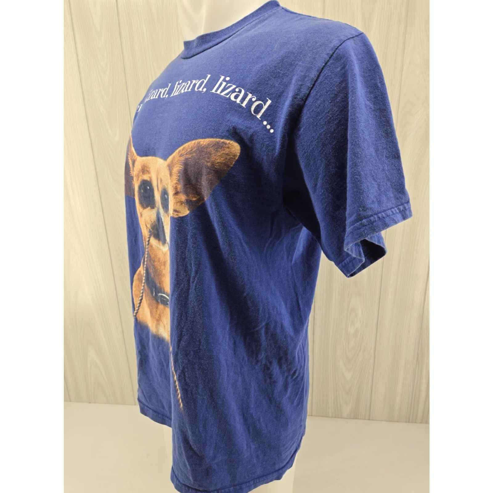 Tultex VINTAGE Tultex T-Shirt Double-Sided Blue LARGE Graphic Print 90s Taco Bell Here Lizard Chihuahua Godzilla Dogs Dogs Mens Shirt Size US L / EU 52-54 / 3 - 4 Thumbnail