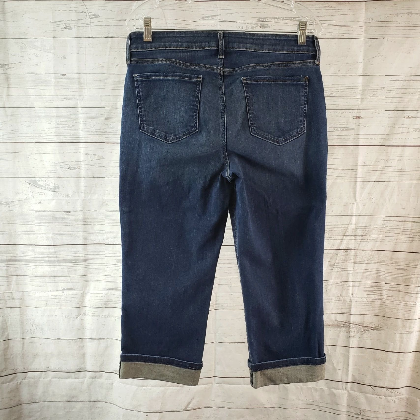 NYDJ NYDJ Womens Marilyn Straight Cropped Jeans Sz 8 Blue Mid Rise Cuffed Jeans Womens Size 30" / US 8 / IT 44 - 3 Thumbnail