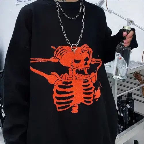 Other Red Skeleton Loose Knitted Sweater Size US M / EU 48-50 / 2 - 3 Thumbnail