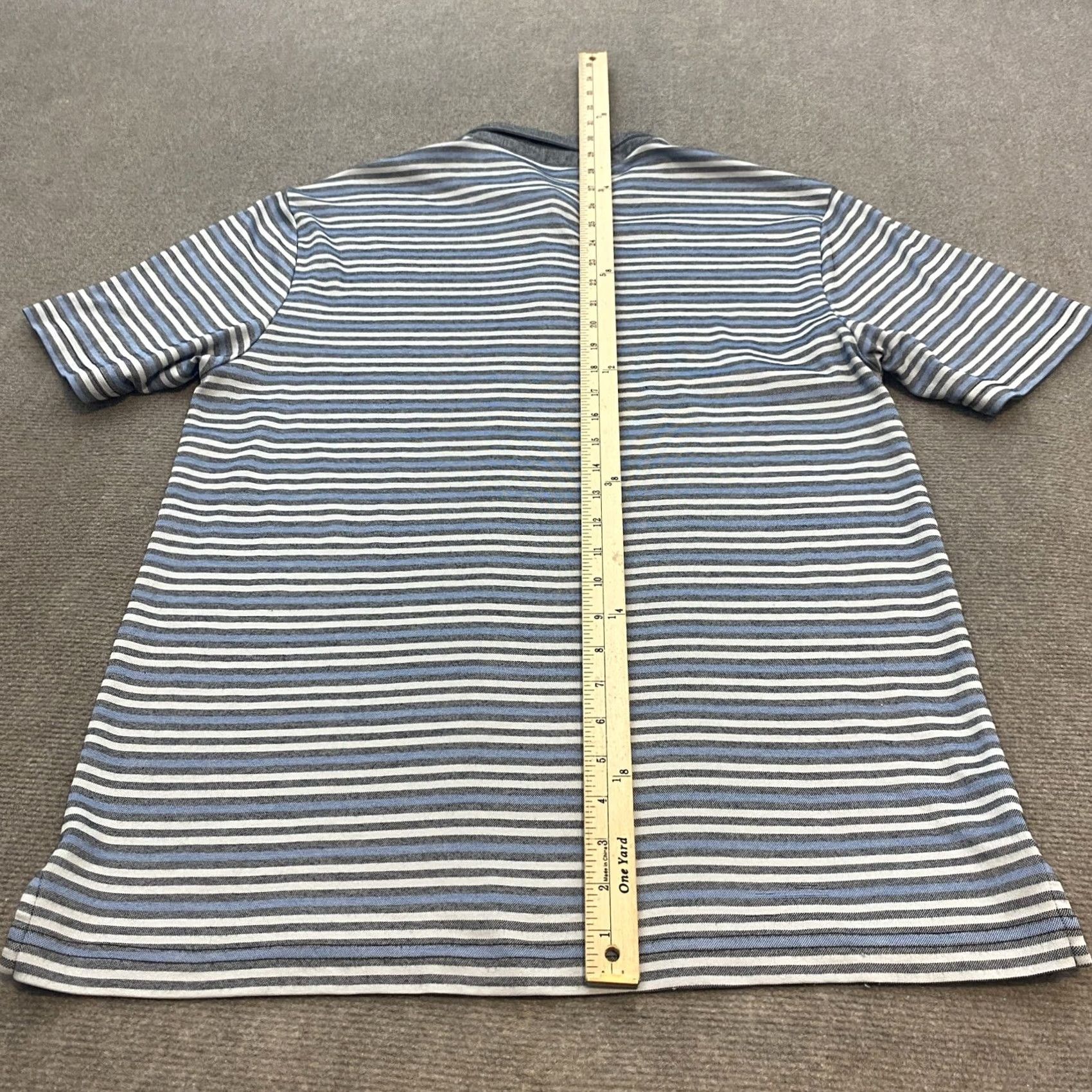 TravisMathew Travis Mathew Polo Shirt Mens Large Blue Gray Striped Logo Golf Designer Shirt Size US L / EU 52-54 / 3 - 7 Thumbnail