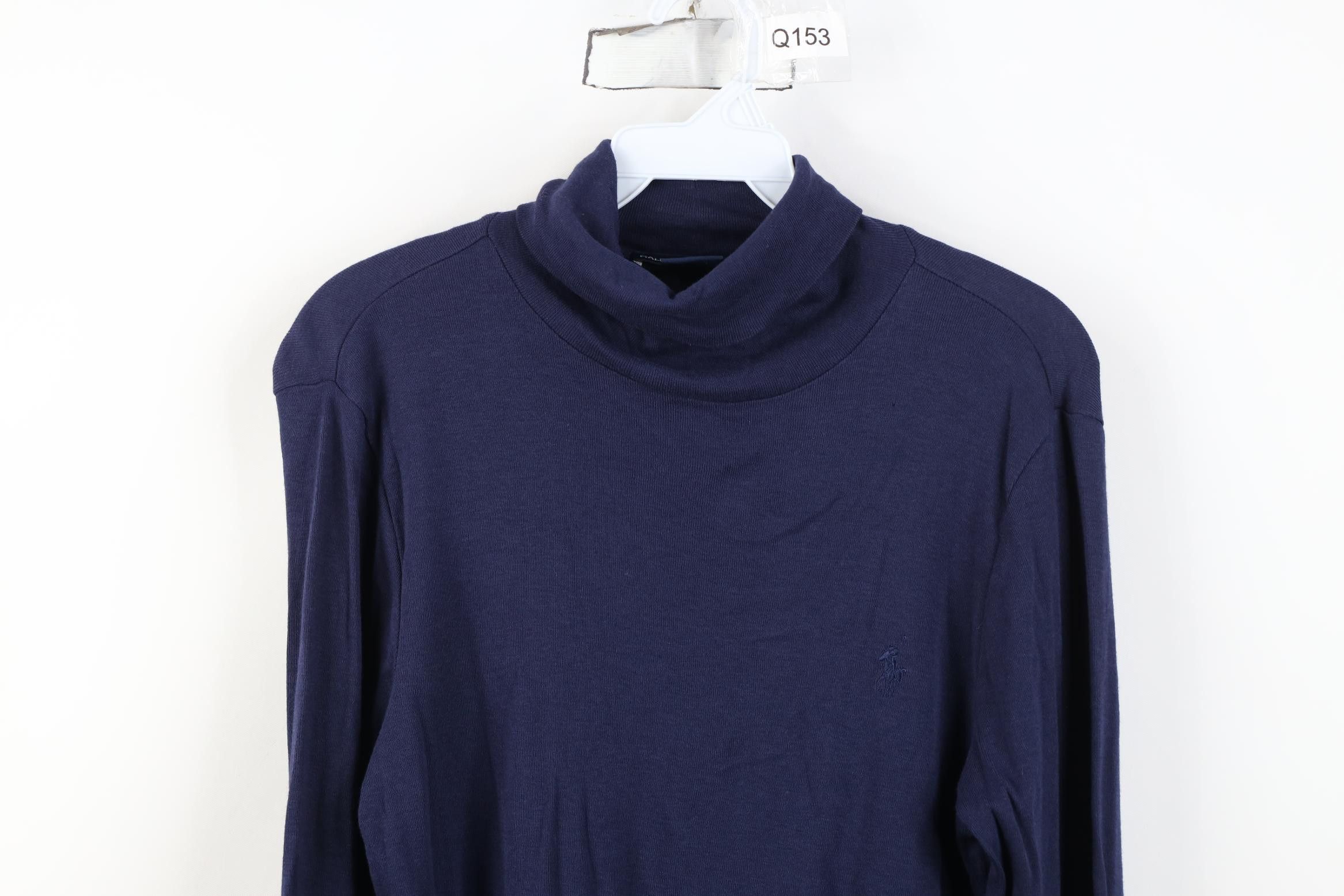 Polo Ralph Lauren Vintage 90s Ralph Lauren Ribbed Knit Turtleneck T-Shirt Blue Size XL / US 12-14 / IT 48-50 - 2 Thumbnail