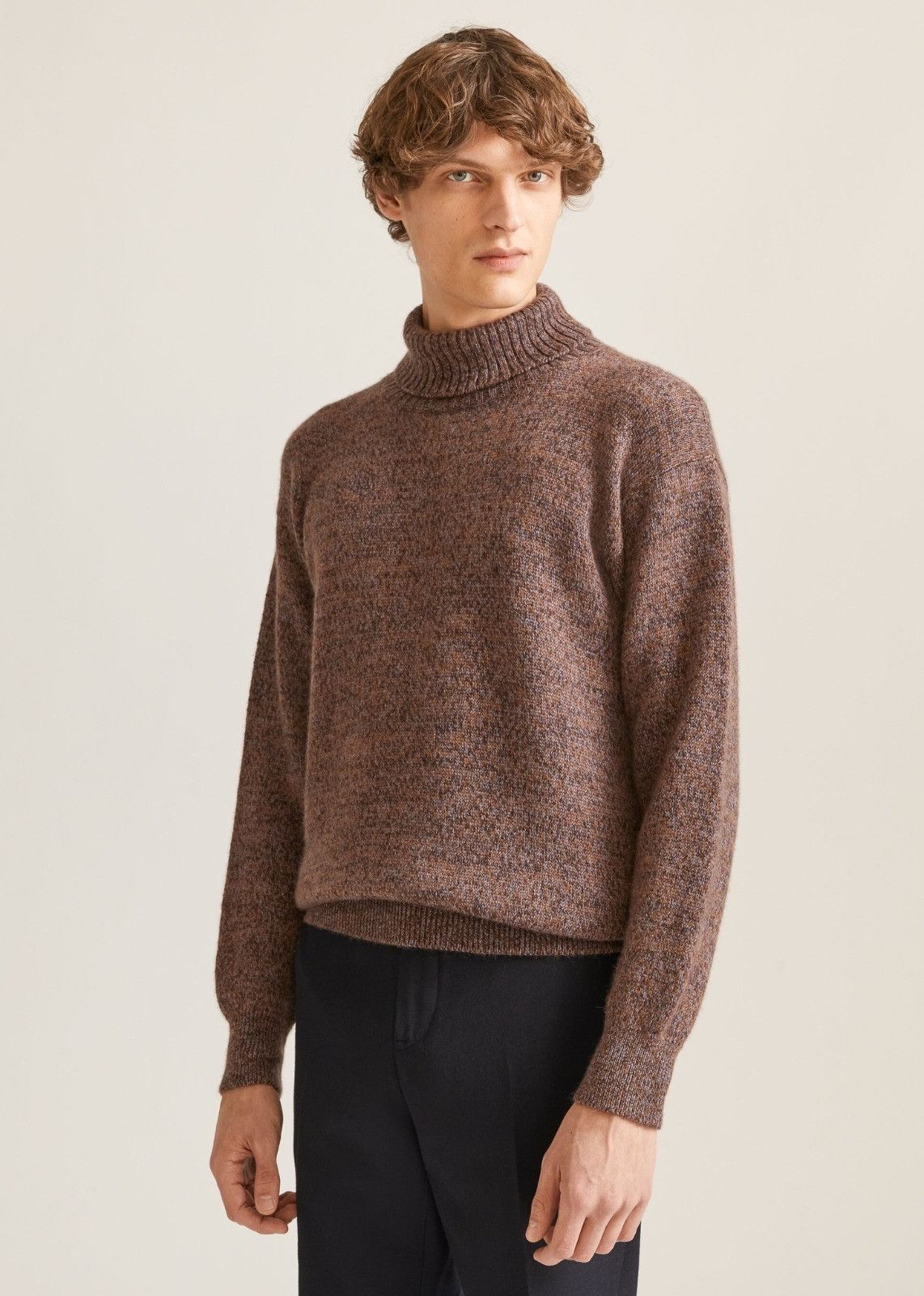 o1loc1c0124 Polo neck Sweater in Brown/Red
