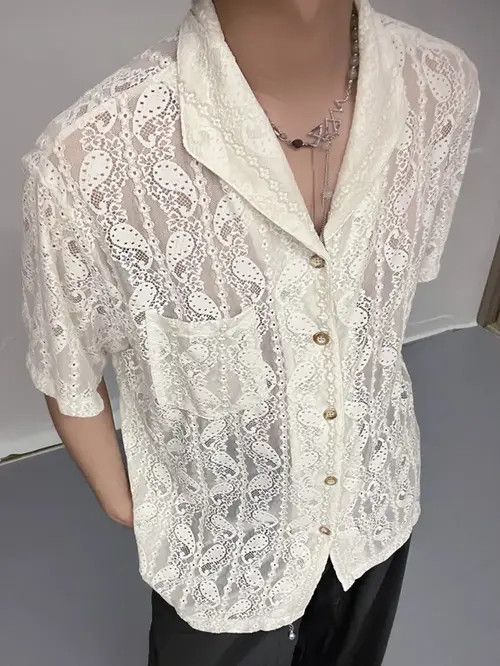 Japanese Brand Kurusu x Kida Retro design paisley lace cuban collar shirt Size US M / EU 48-50 / 2 - 4 Thumbnail