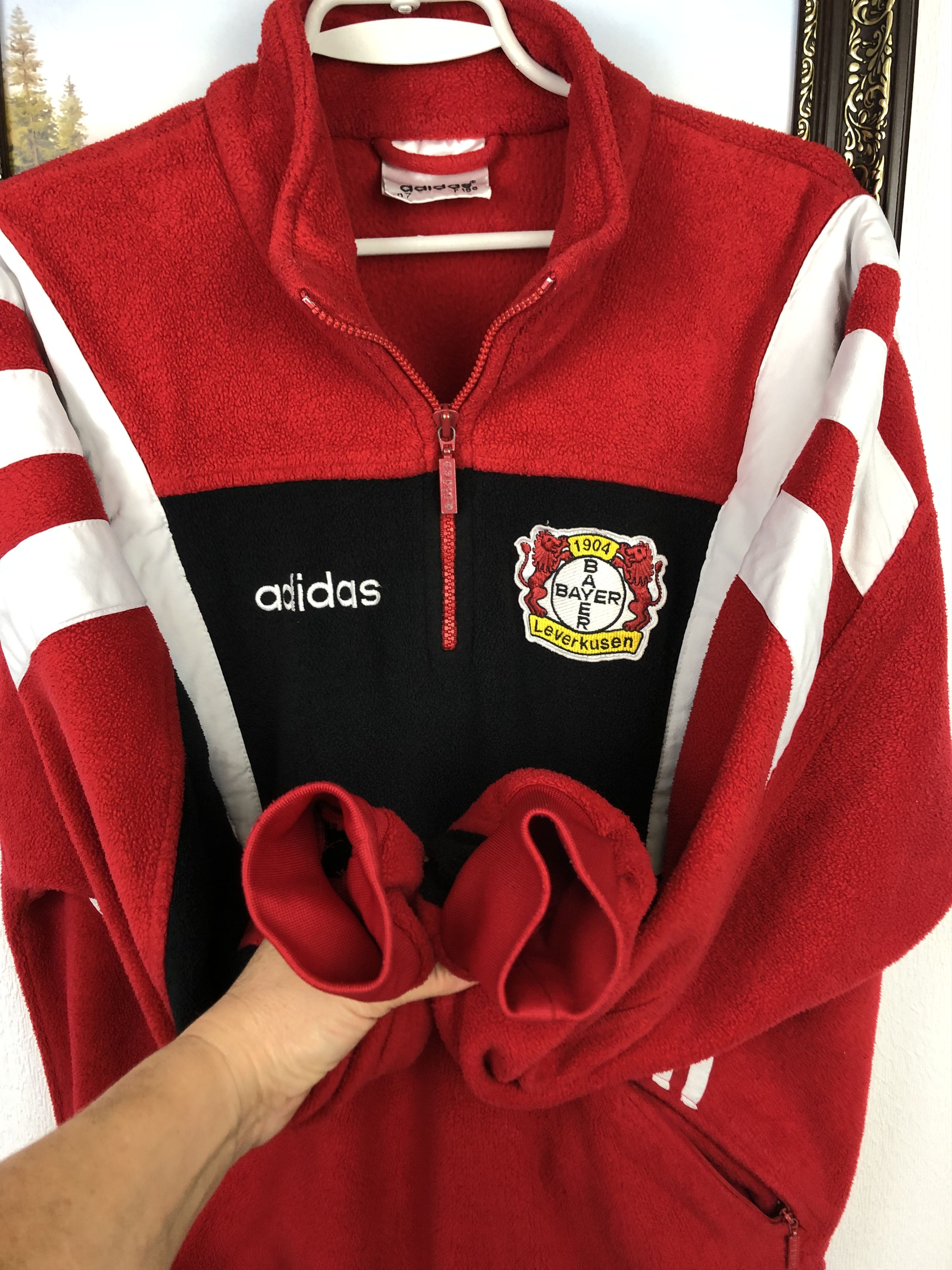 Adidas Vintage Adidas Bayer Leverkusen Sweatshirt Fleece Jacket Size US L / EU 52-54 / 3 - 6 Thumbnail