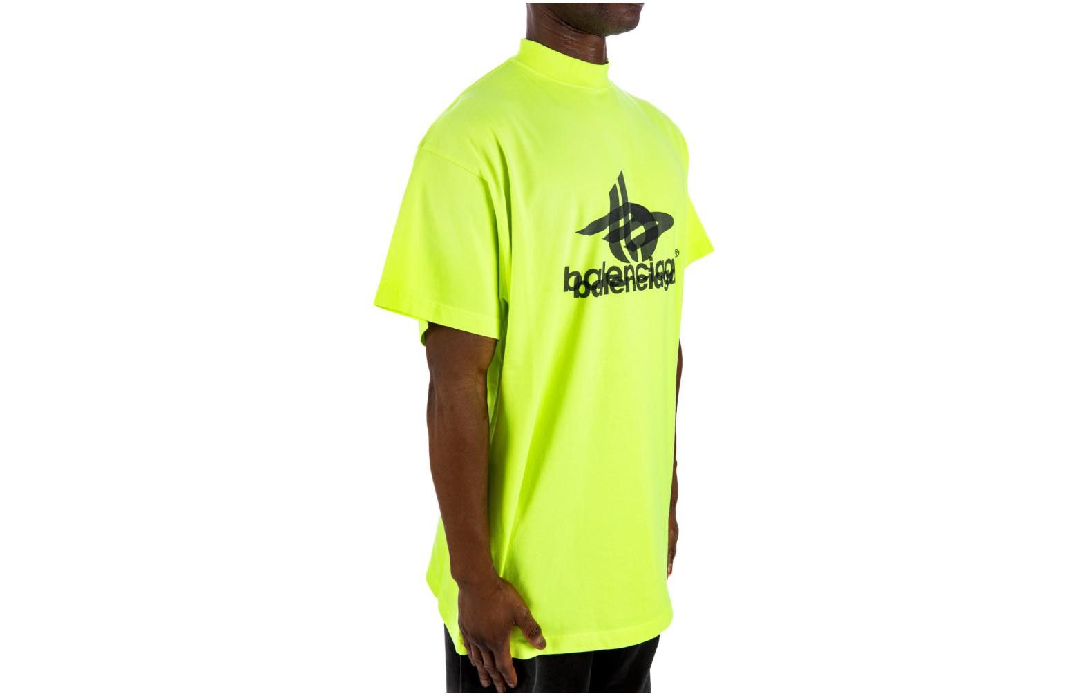 Balenciaga o1in1g0125 Oversized T-Shirt in Fluo Yellow/Black Size US M / EU 48-50 / 2 - 3 Thumbnail