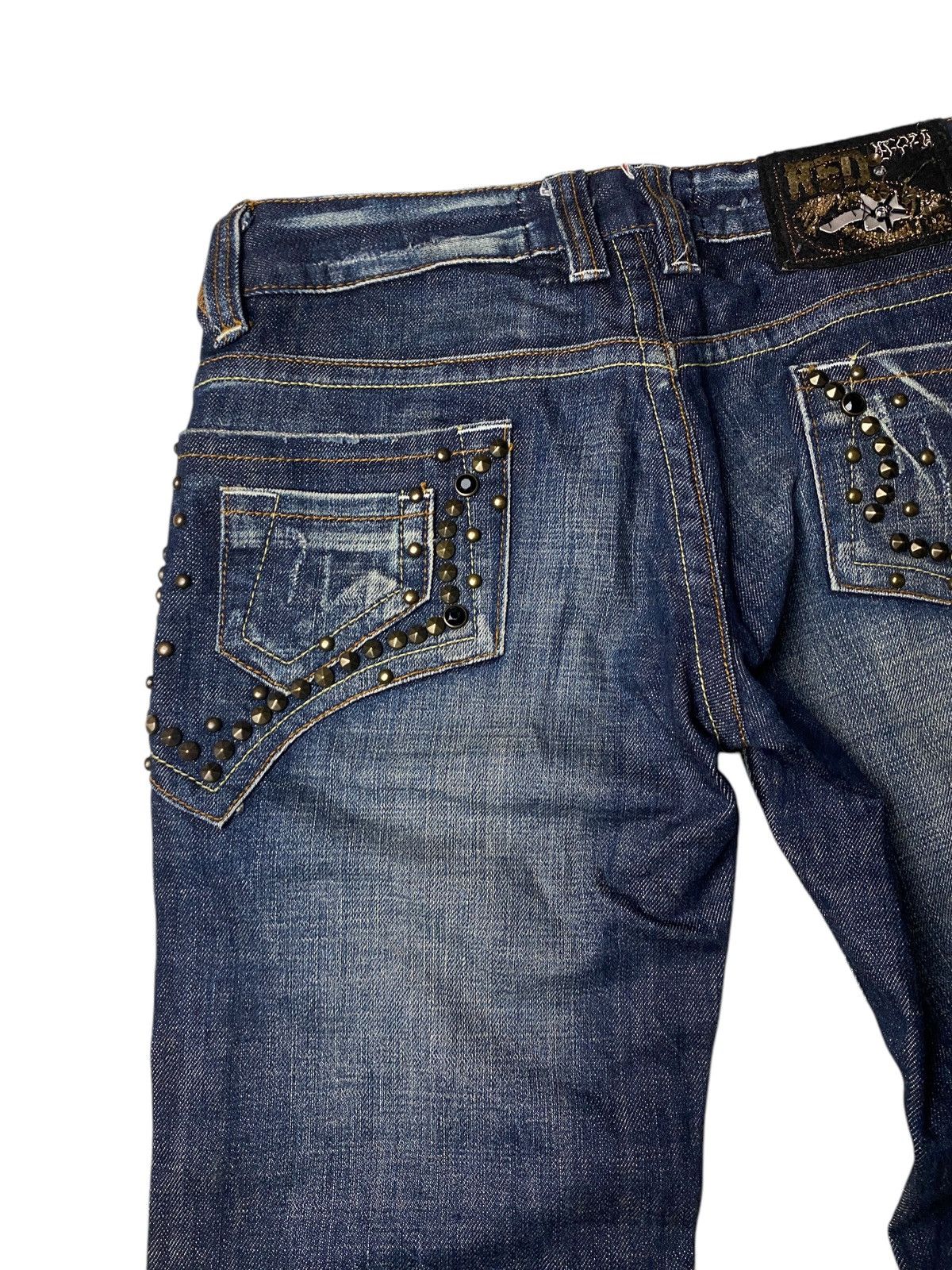 If Six Was Nine 2000's Red Pepper Seawash Studded Flare Jeans Size US 27 - 11 Thumbnail