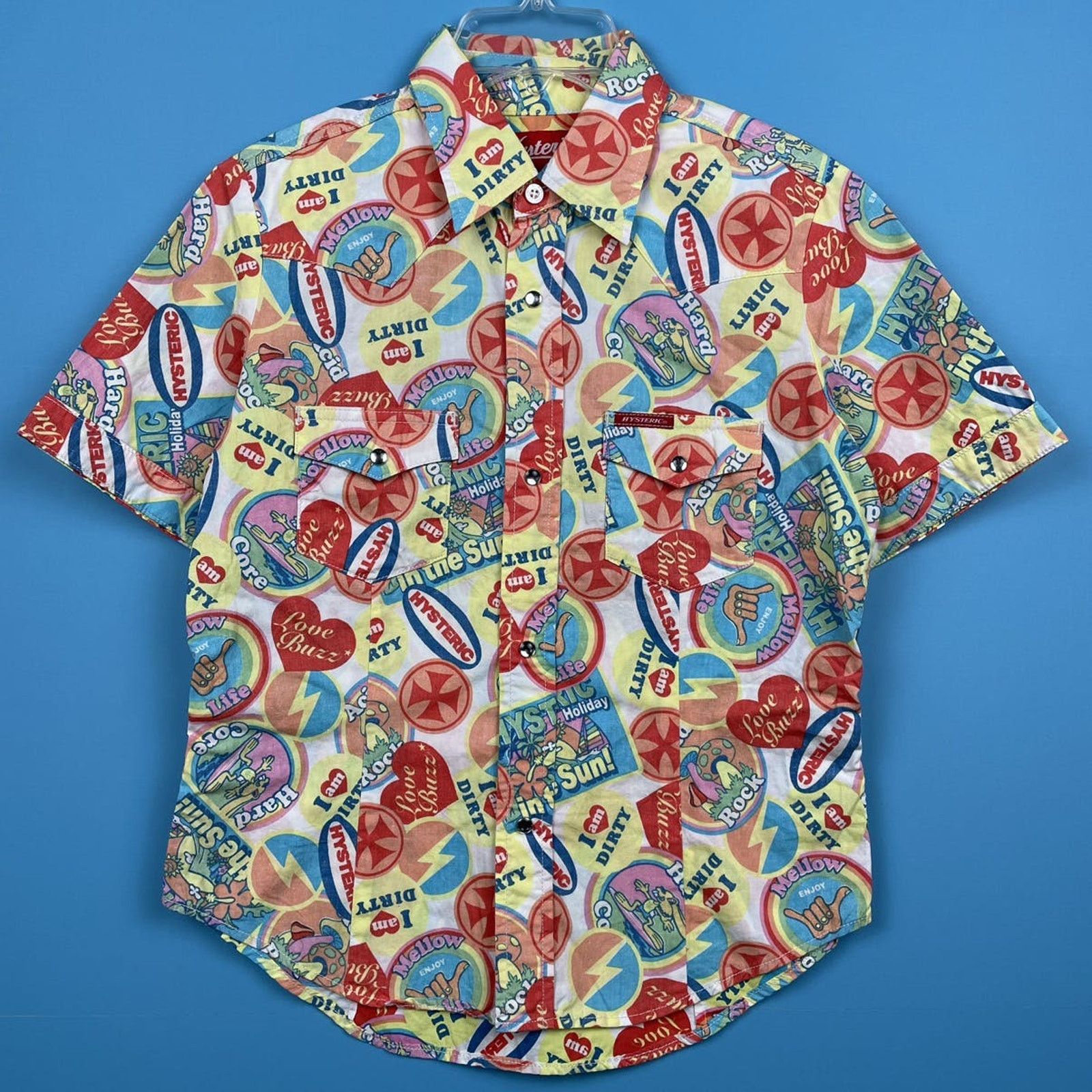 image of '90S Hysteric Glamour Hippie Patches Button Up, Men's (Size Small)